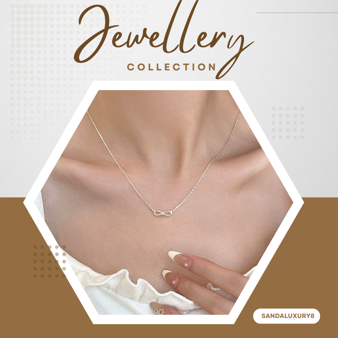 Infinity Necklace for Women Simple Silver Chain  Pendant Minimalist Jewelry Gift  SANDALUXURY8
