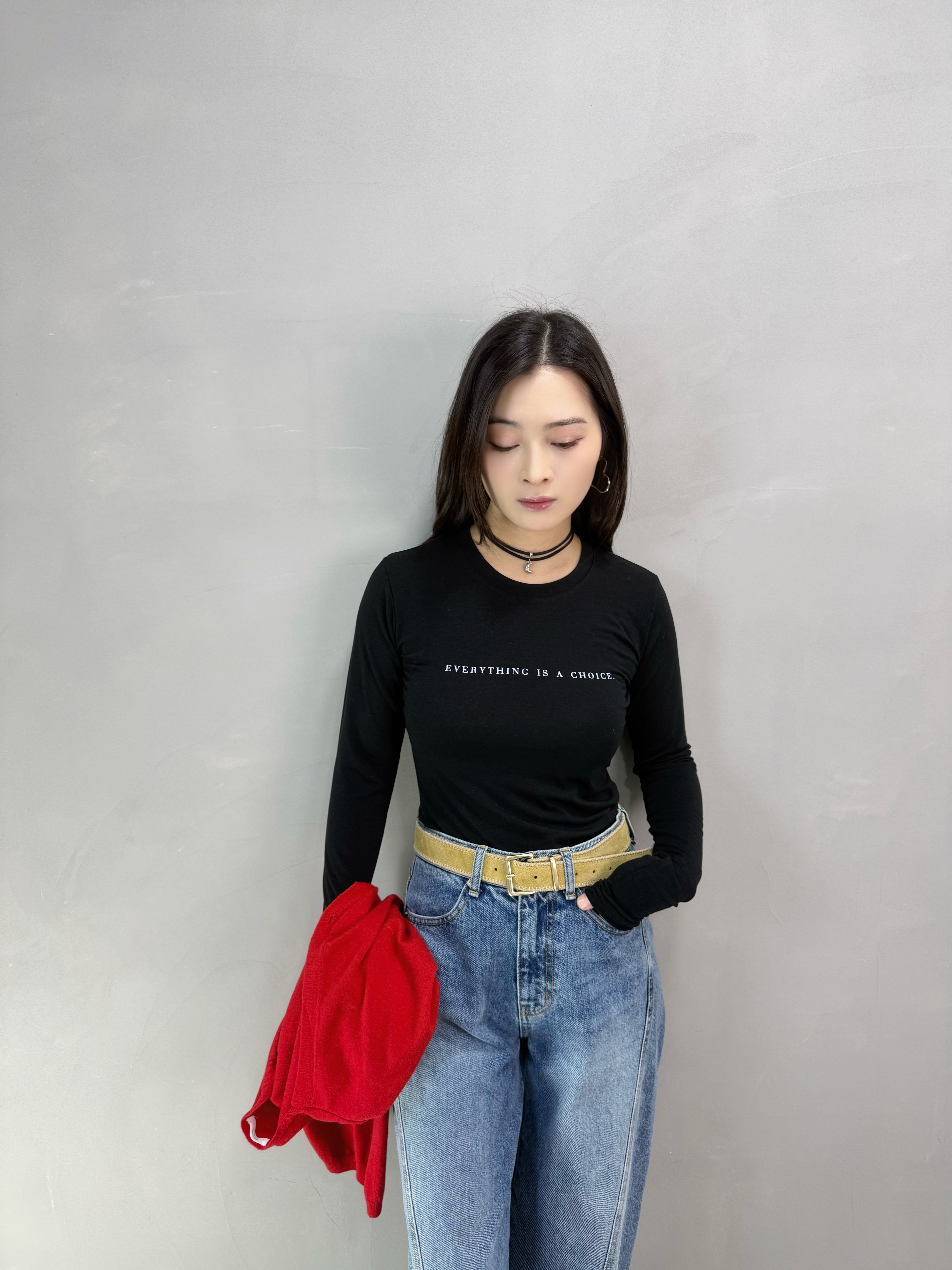 G85 細英文字長袖tee