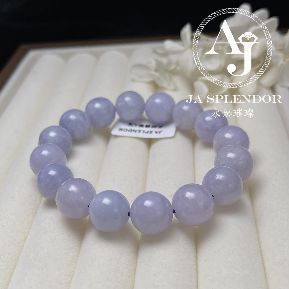 JB-266 天然翡翠A玉-紫圓珠手串(12mm)（旺人緣）