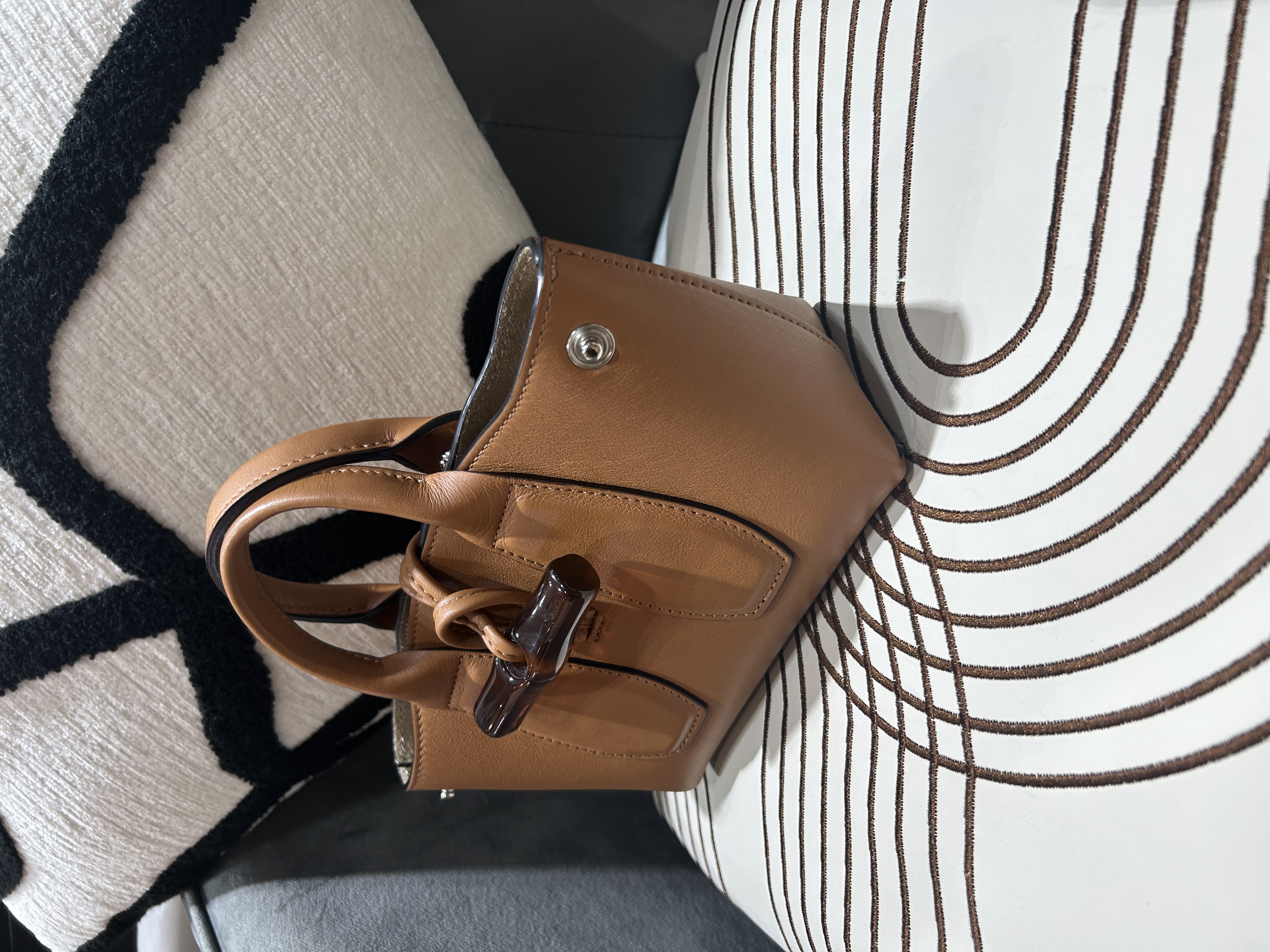 LONGCHAMP Le Roseau Handbag calfskin Tan 100%Authentic, 98%New ✅Dust bag