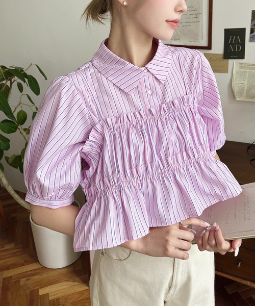 荷葉邊抹胸短袖襯衫上衣【JT036】