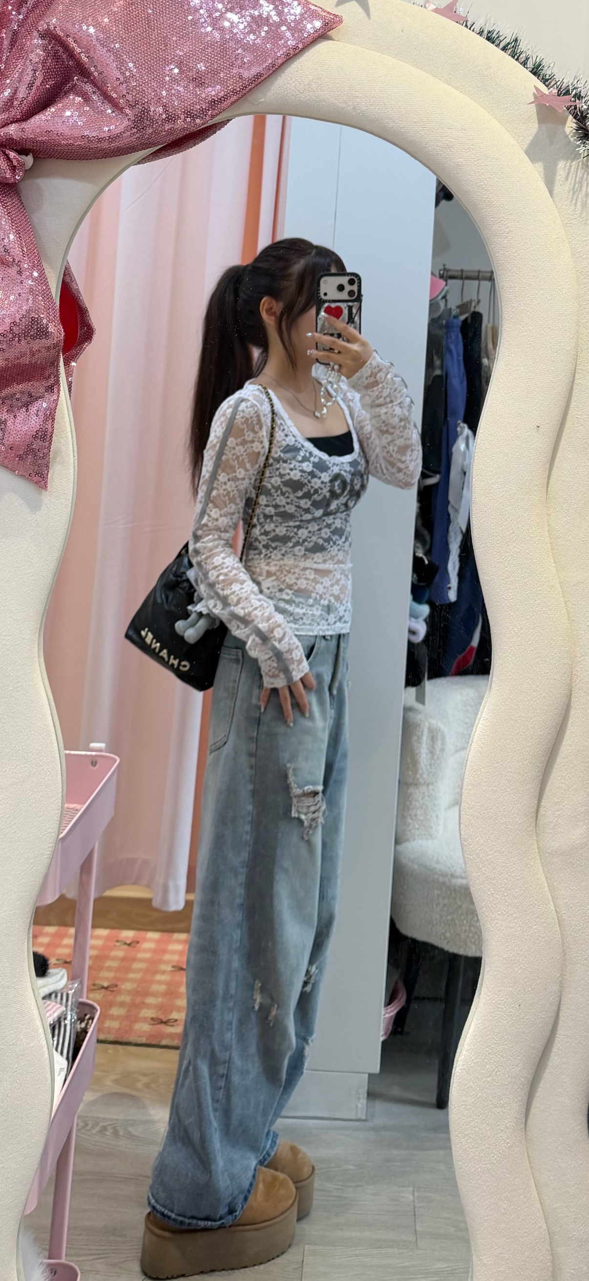 Bbk店主自留款寬鬆破洞直筒長褲