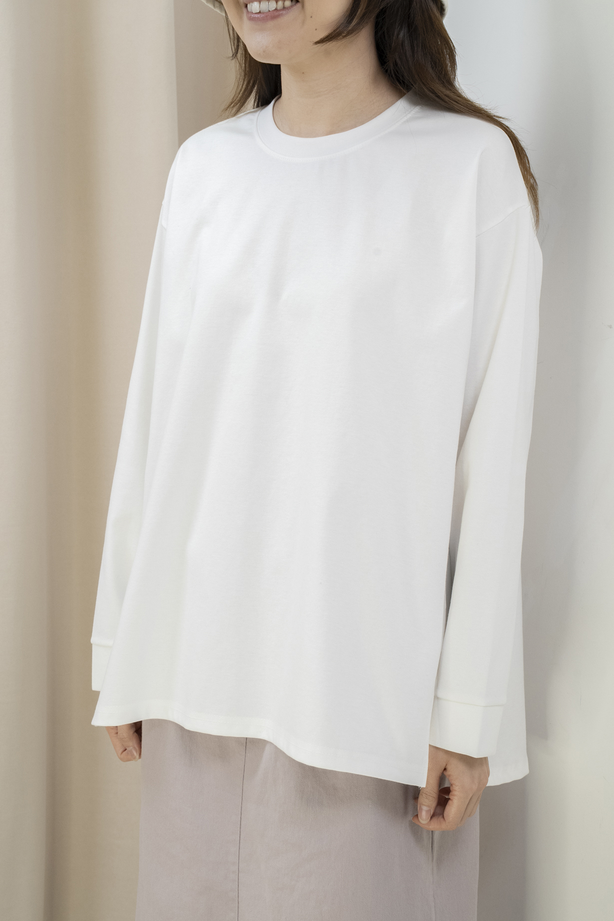 後背工字褶挺棉上衣（白色）