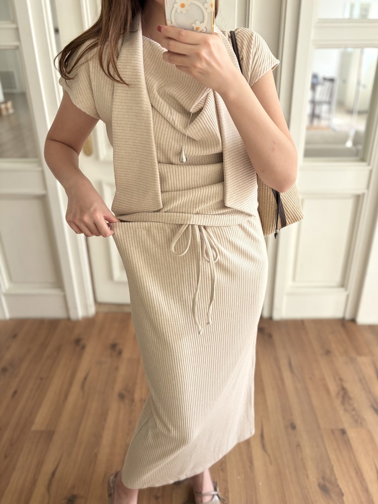 Softy Tie Detail Set (Nude Beige)