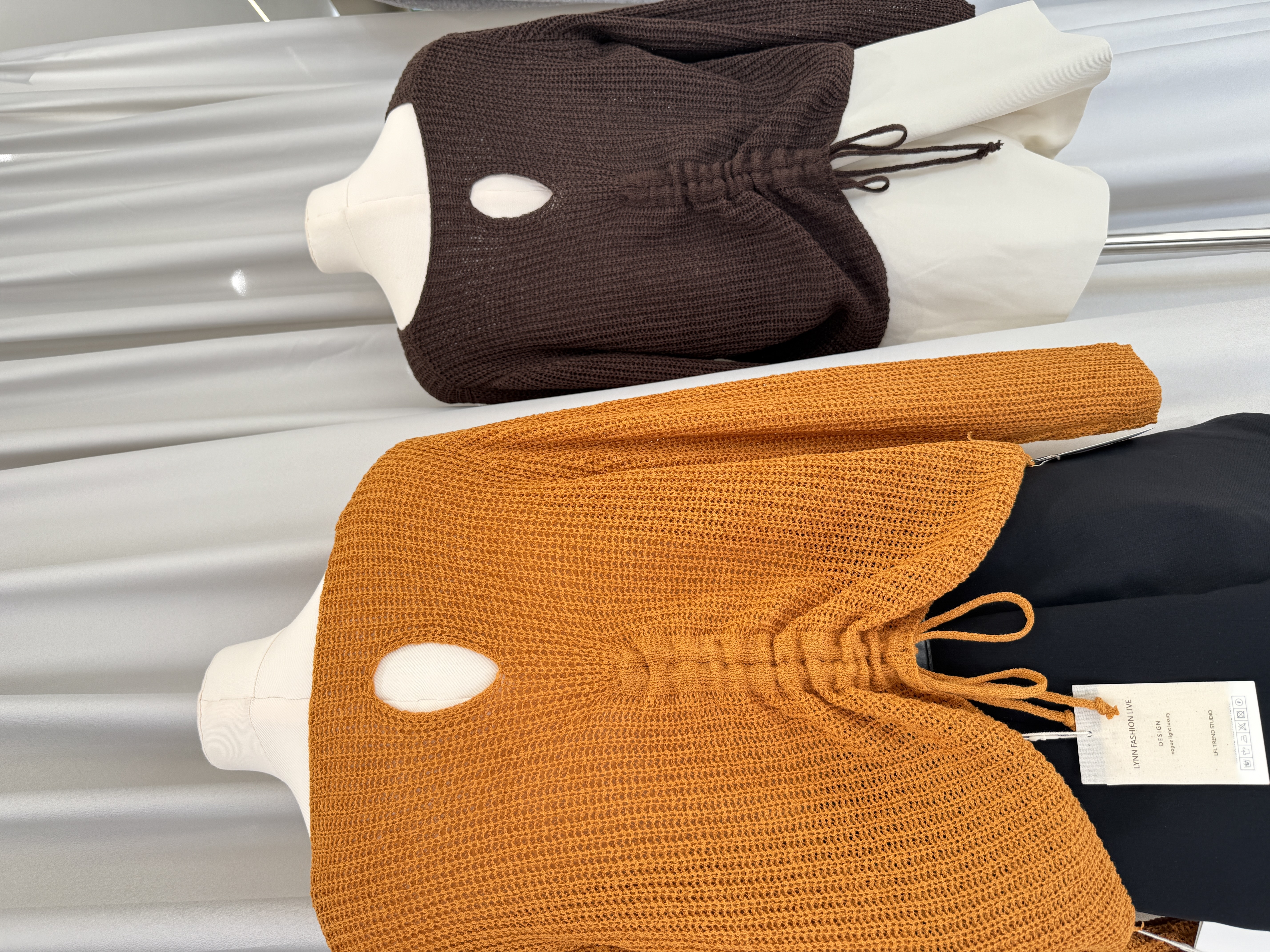 6738 爆款个性抽绳针织上衣