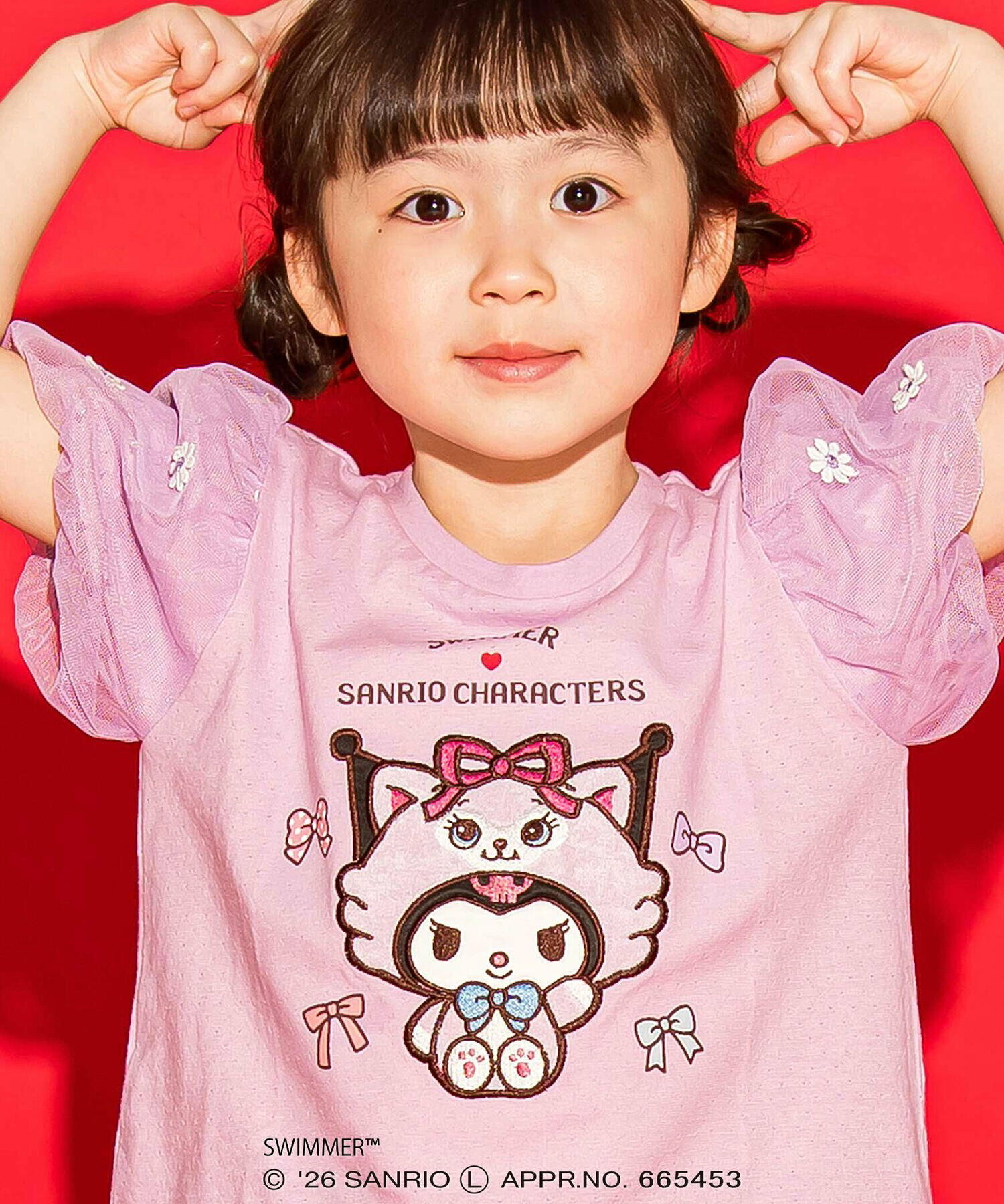 🇯🇵預訂 日本直送🇯🇵Slap Slip x Swimmer x Sanrio系列三色人物刺繡貼花薄紗泡泡袖上衣