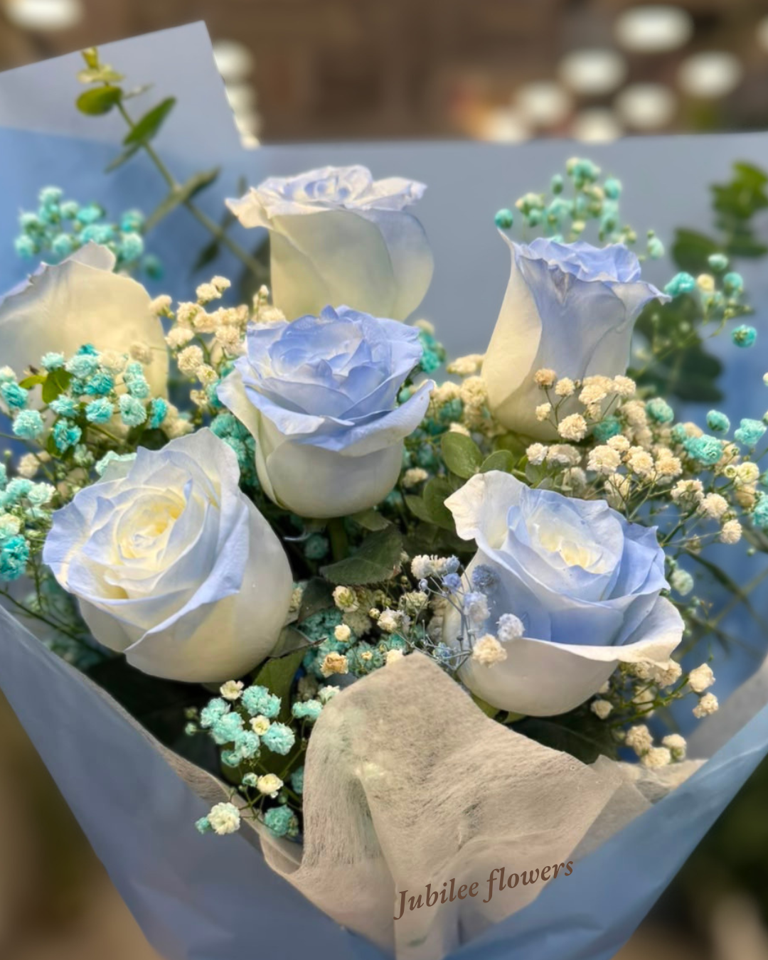 碎冰藍玫瑰花束
