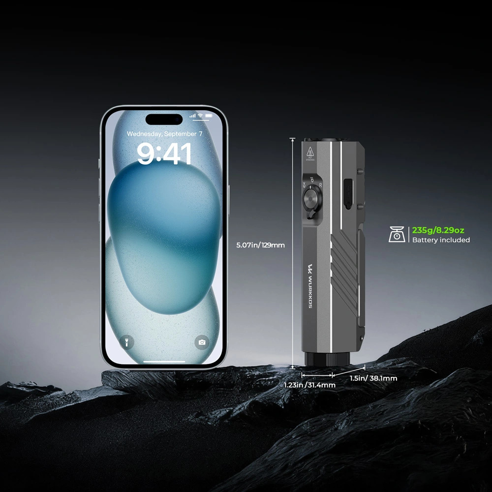 【新品上市】Wurkkos HD05 折疊式四合一 EDC 手電筒（聚光燈/泛光/紅光/紫外線），3100流明，射程335米，可旋轉180°翼狀泛光燈（3000–6000K）