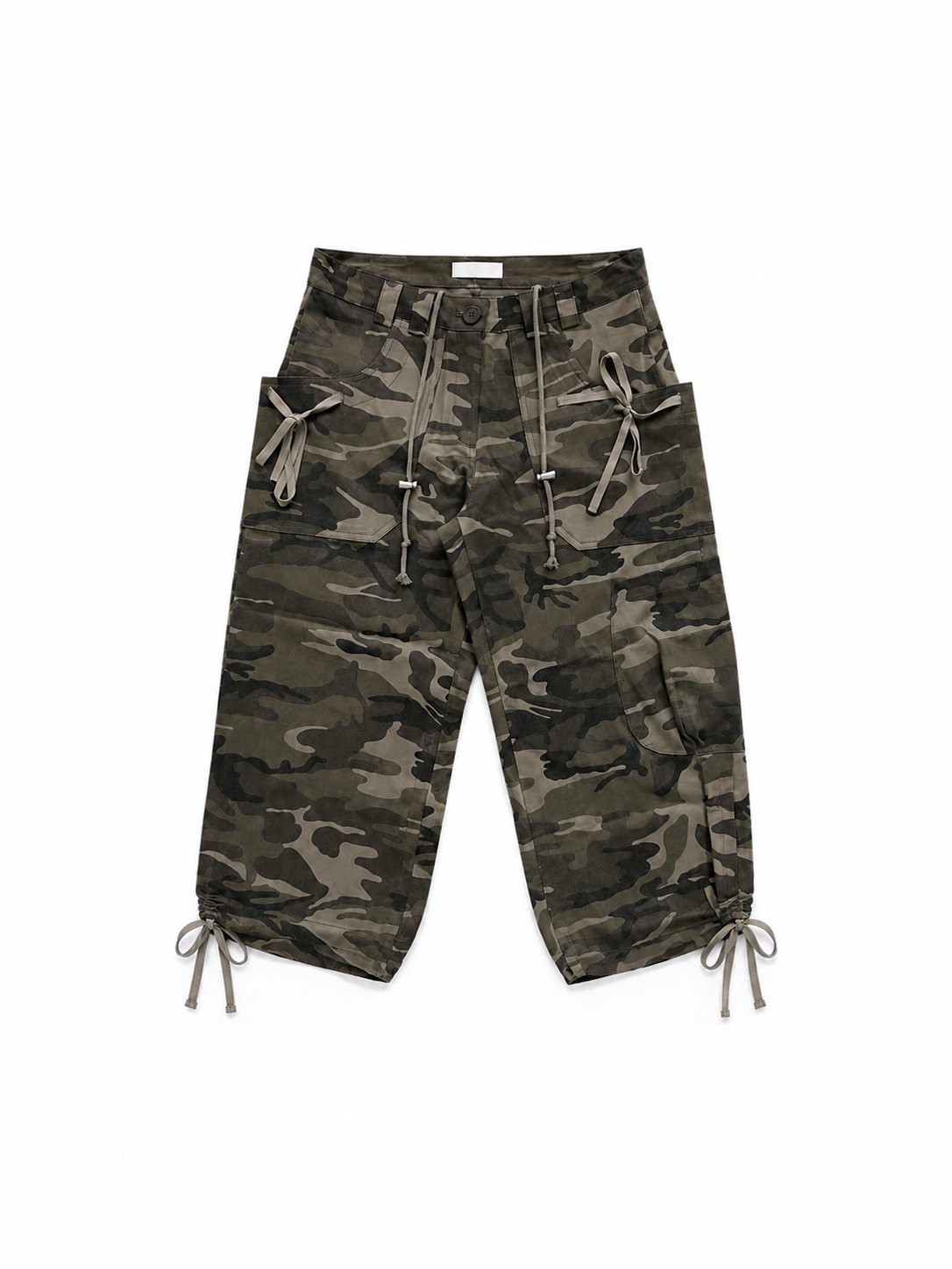 Camo Drawstring Cargo Capris