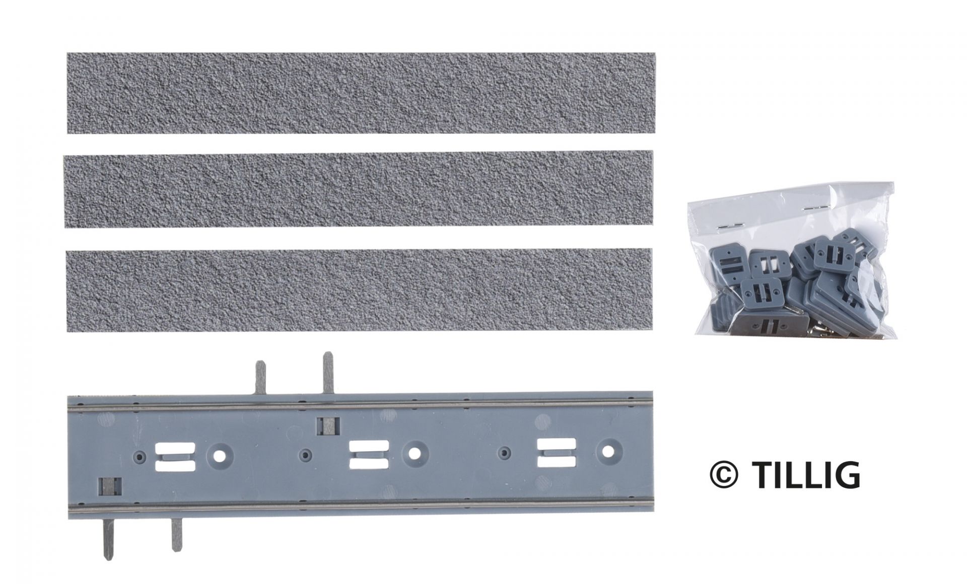 Tillig LUNA HO 單軌(105mm)瀝青/混凝土表面 1:87 Straight track(105mm) bitumen/concrete 馬路路軌•城市輕軌•電車路軌