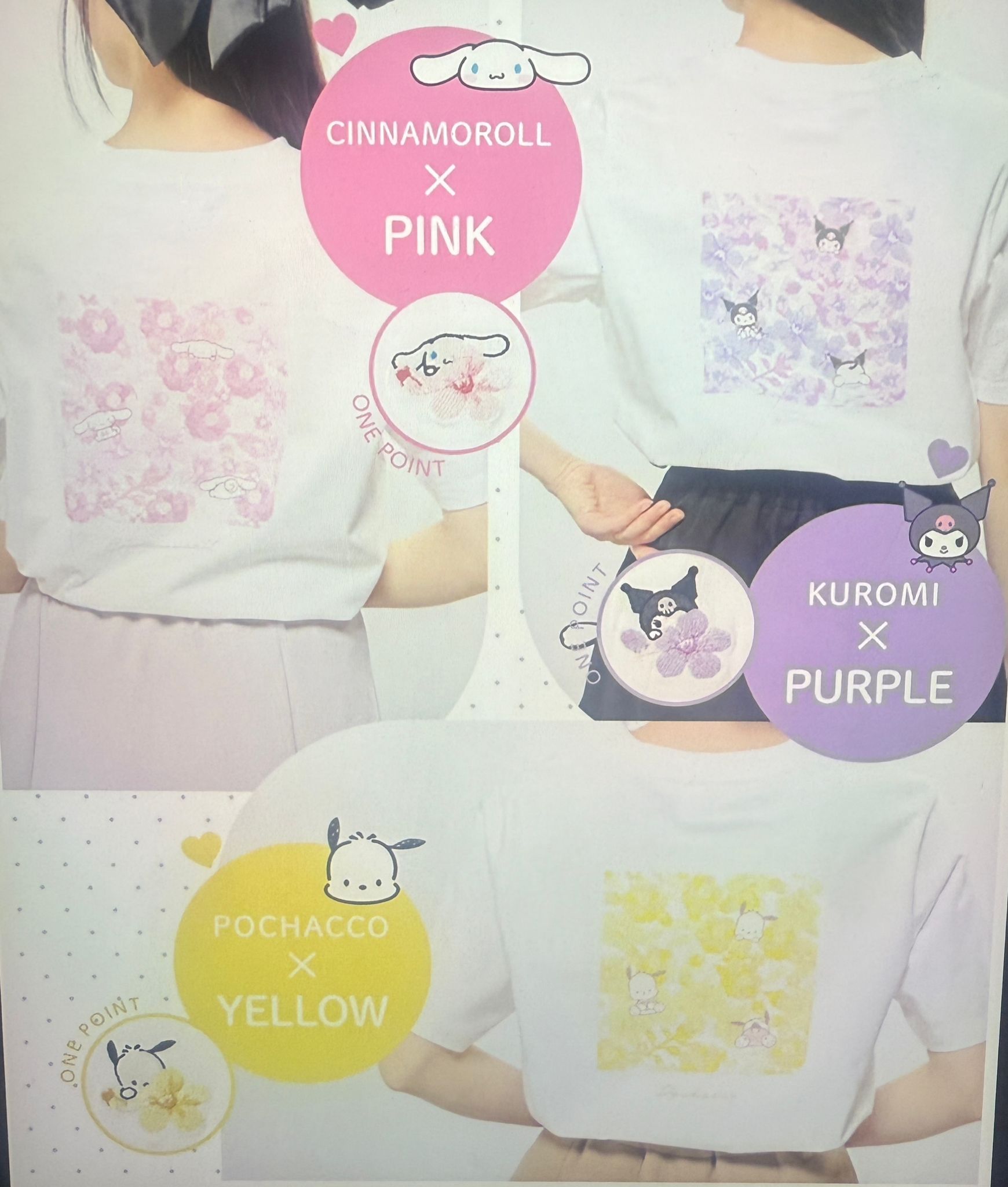 Honeys x sanrio 刺繡花前後logo tee Size xs/S /m /L /xl/2xl/3xl