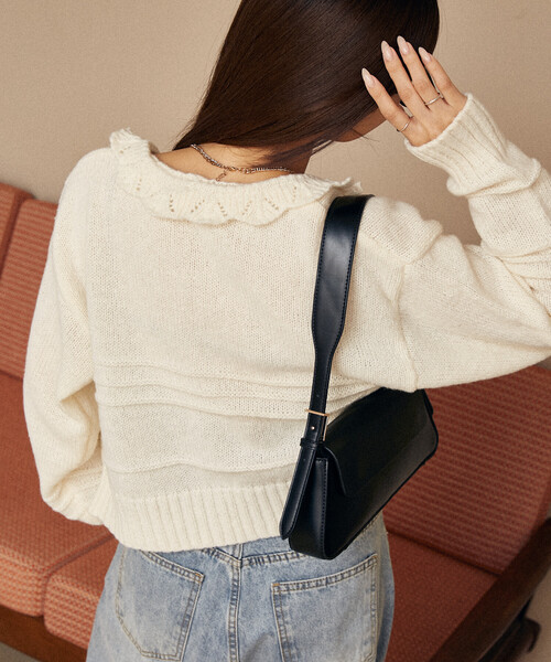 荷葉邊針織短外套