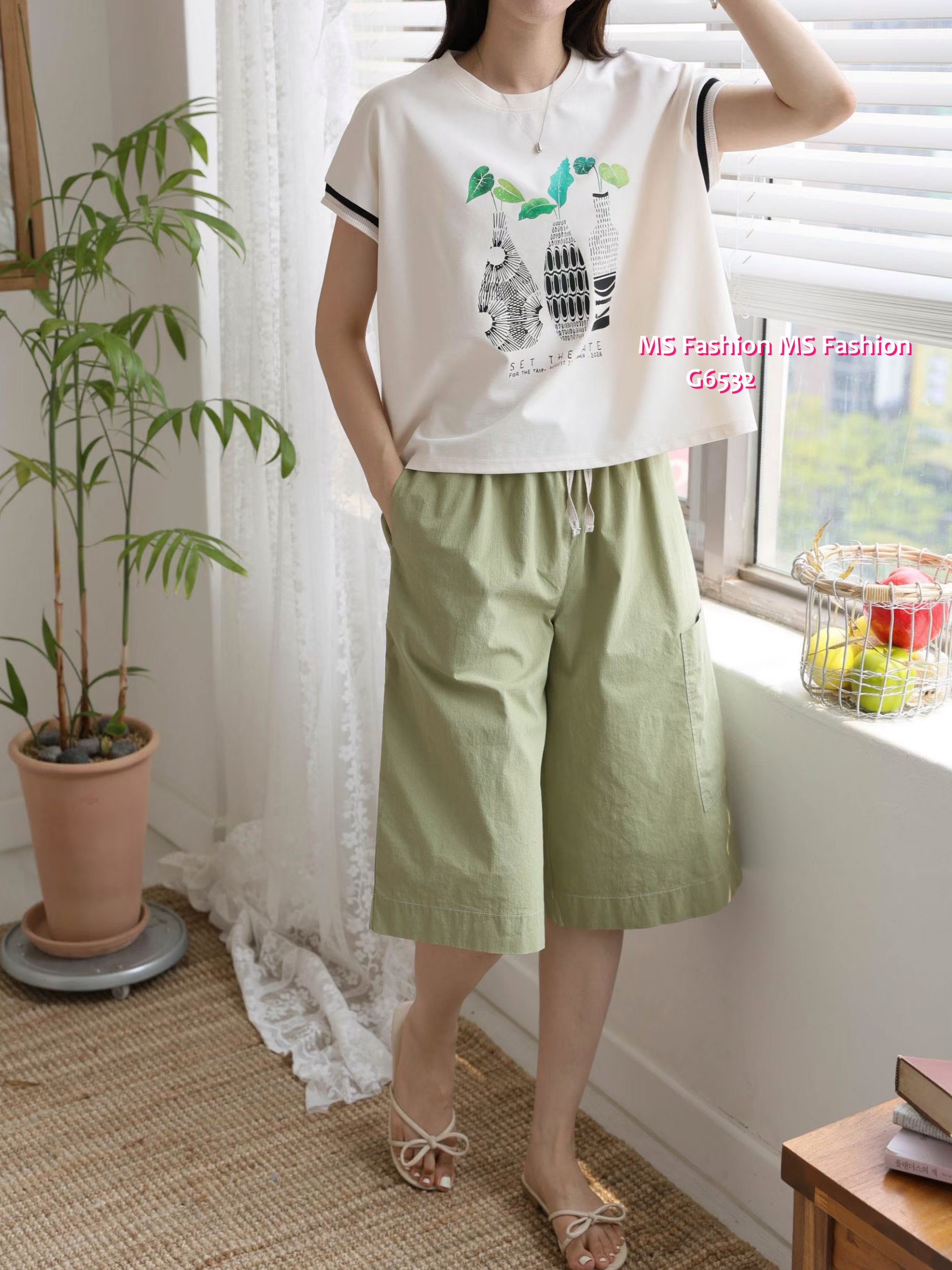 G6532 靚花瓶print top