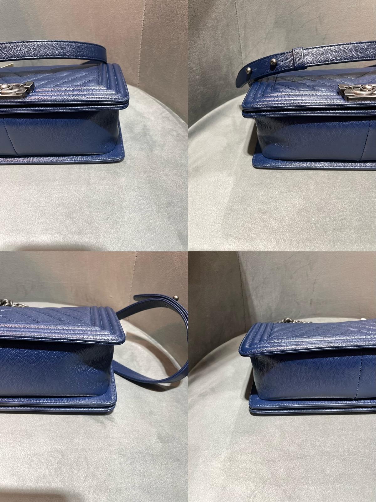 Chanel Boy 25cm 荔枝牛皮V紋復古銀扣 100%Authentic, 98%New ✅26Card✅Dust bag