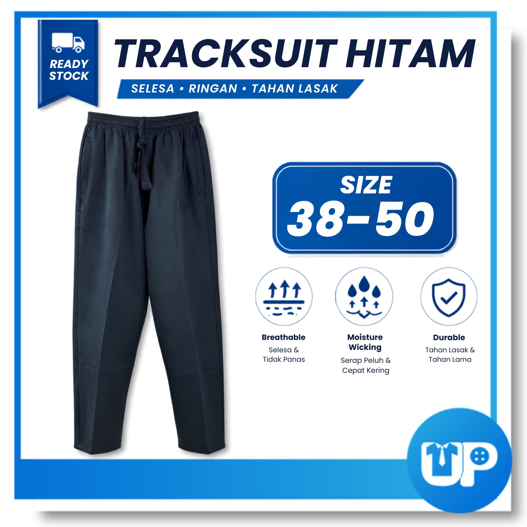 Seluar Sukan Tracksuit Breathable Sport Pants High Stretch Joggers Wide Leg