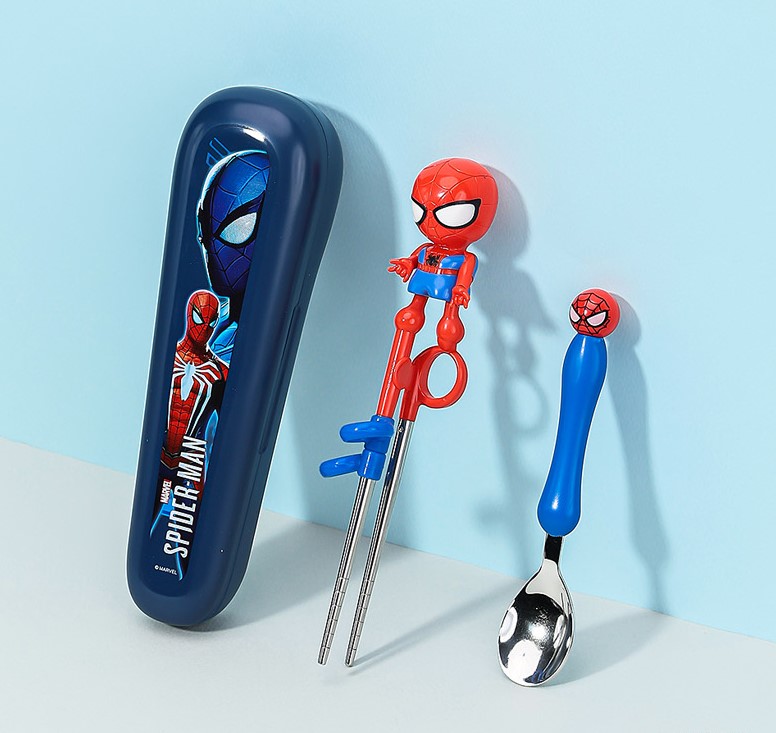   【預訂】 韓國直送 Marvel Spiderman 學習筷子餐具連收納盒三件套