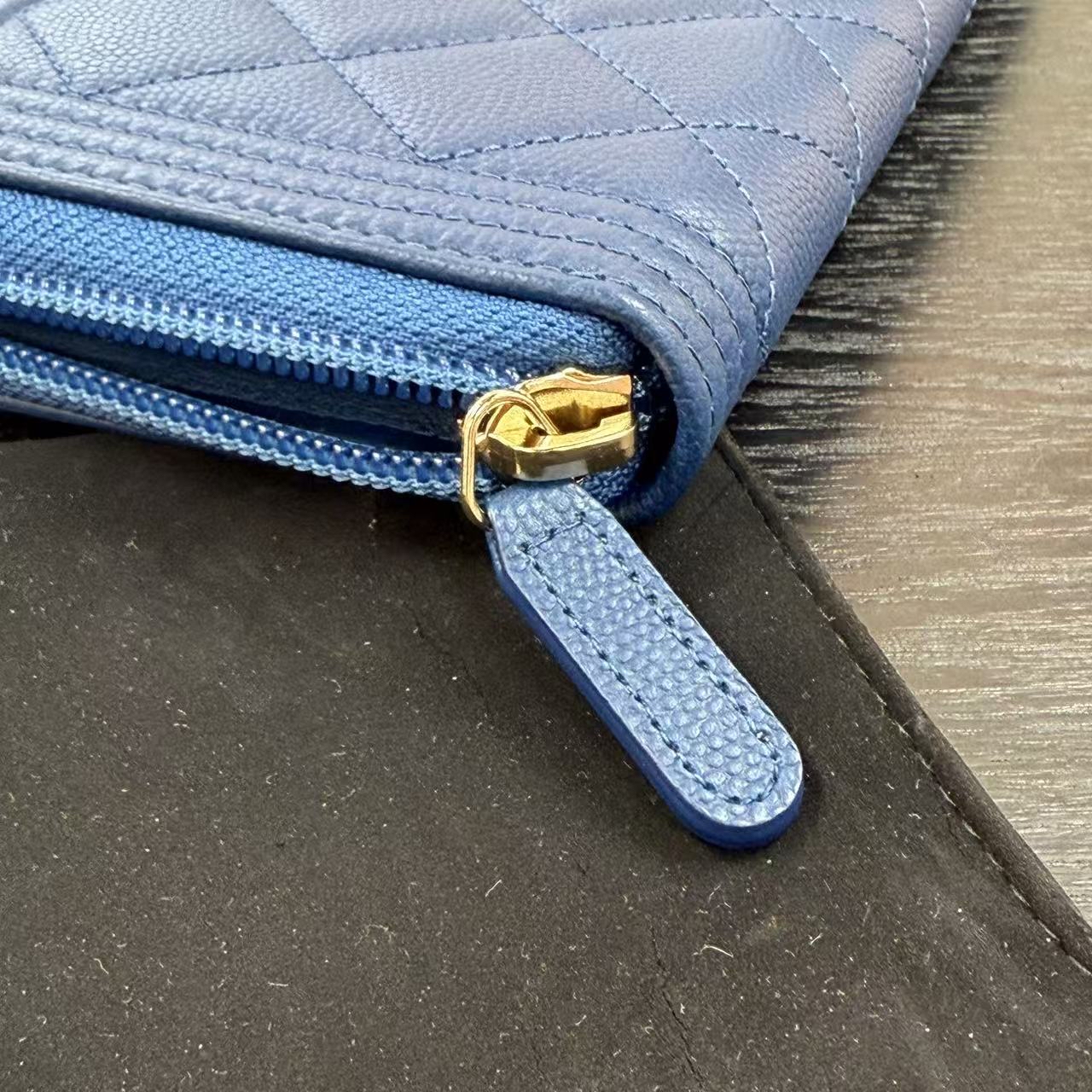 Chanel boy長銀包藍荔枝紋牛皮超罕有💙🩵