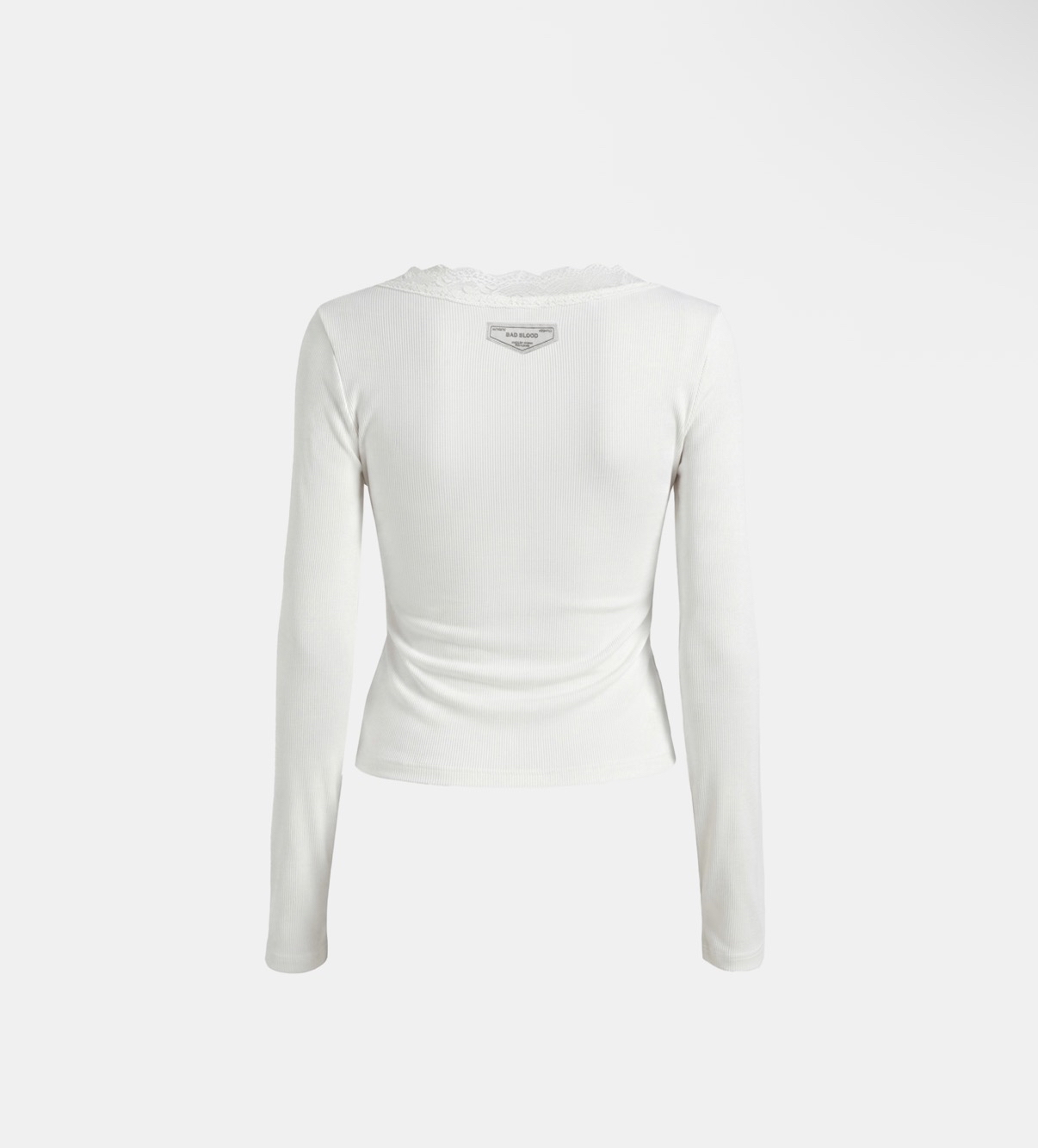 BADBLOOD新款 [w-tee26-165] DO YOU WANT IT Lace Henley Long Sleeve - White