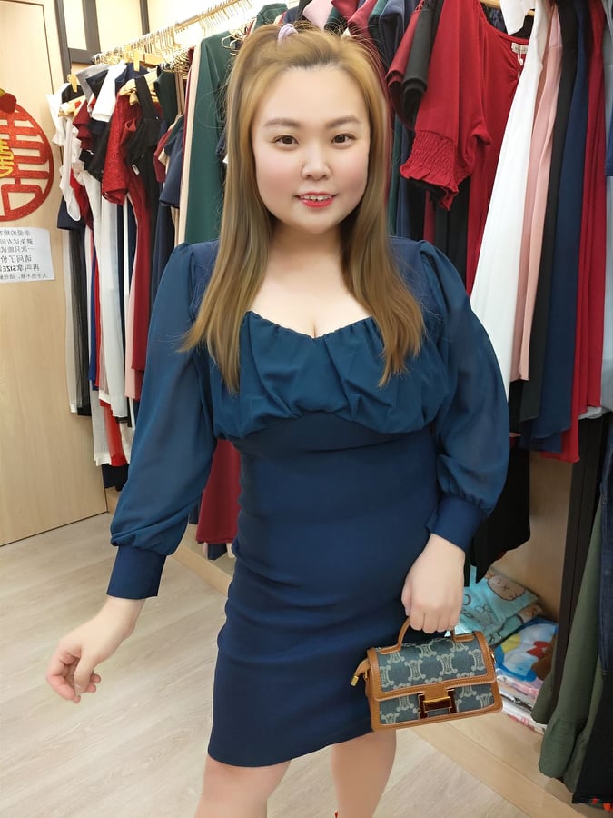 TT397 🔥特价🔥胸前折皱设计长袖修身礼服