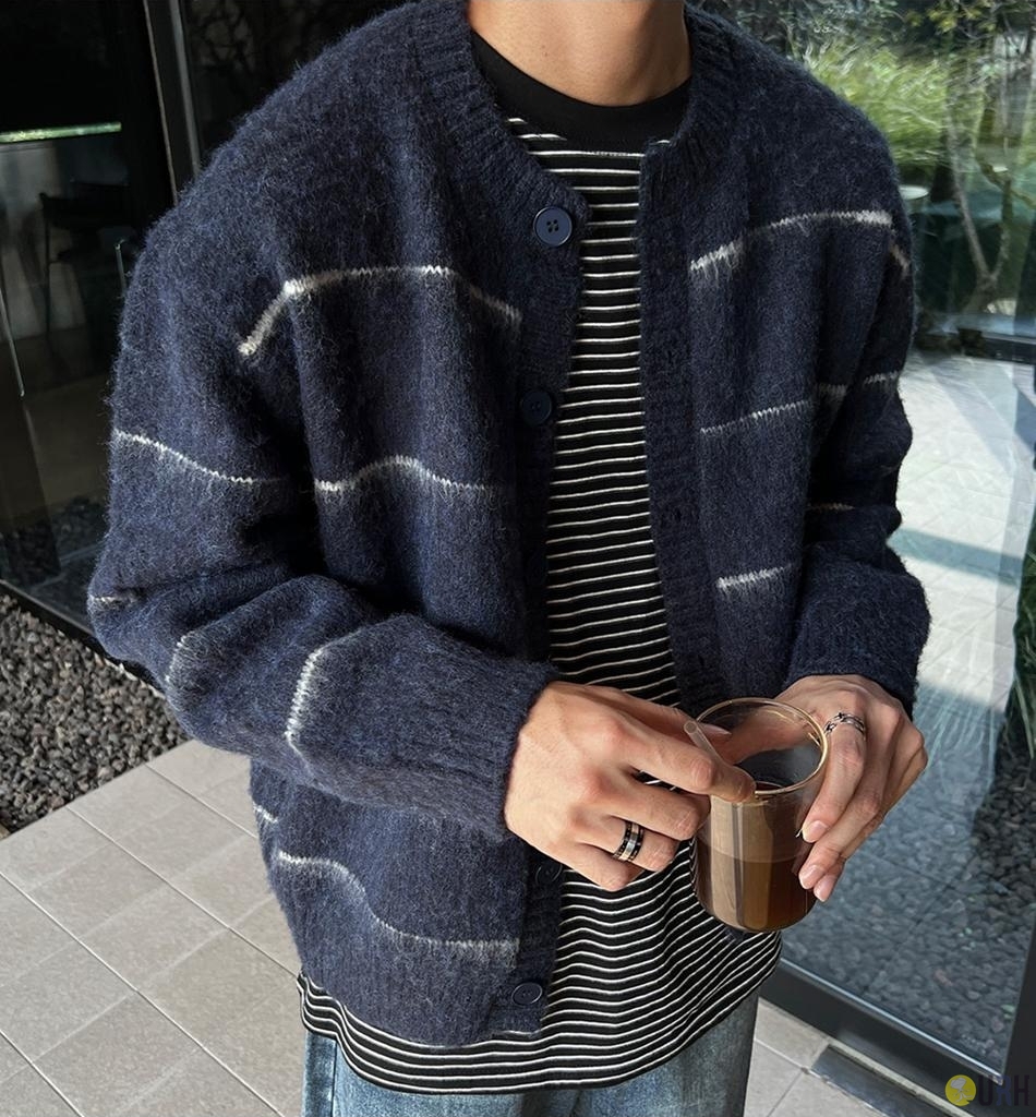 【100%保證韓國直送】漸層條紋羊毛刷毛針織外套 [3 color] RG165751