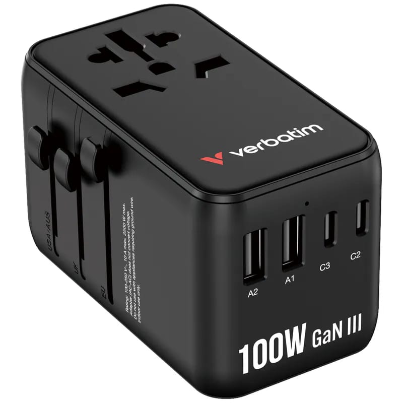 Verbatim 100W GaN III Charge 'n' Travel 萬用轉接頭