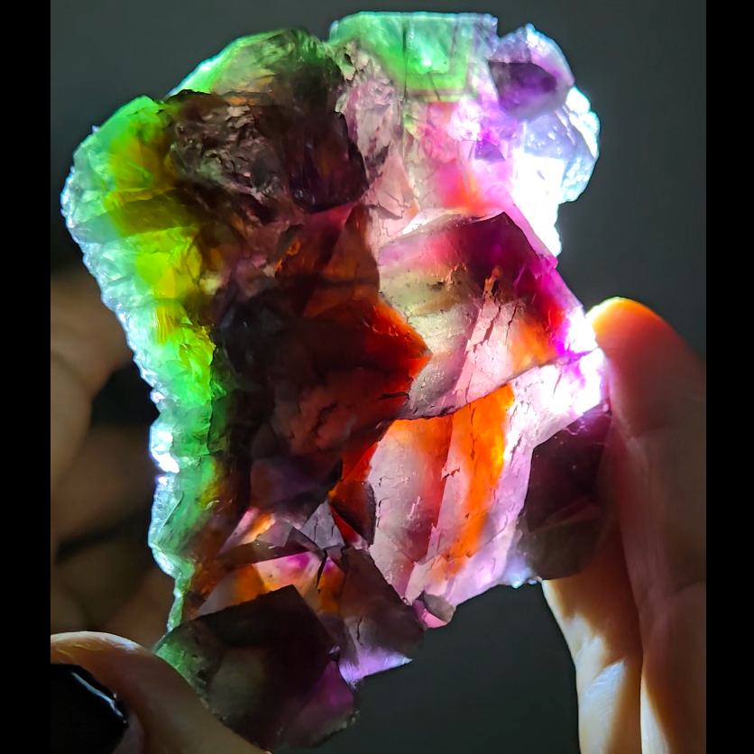 Red phantom octahedral fluorite from China - FL288