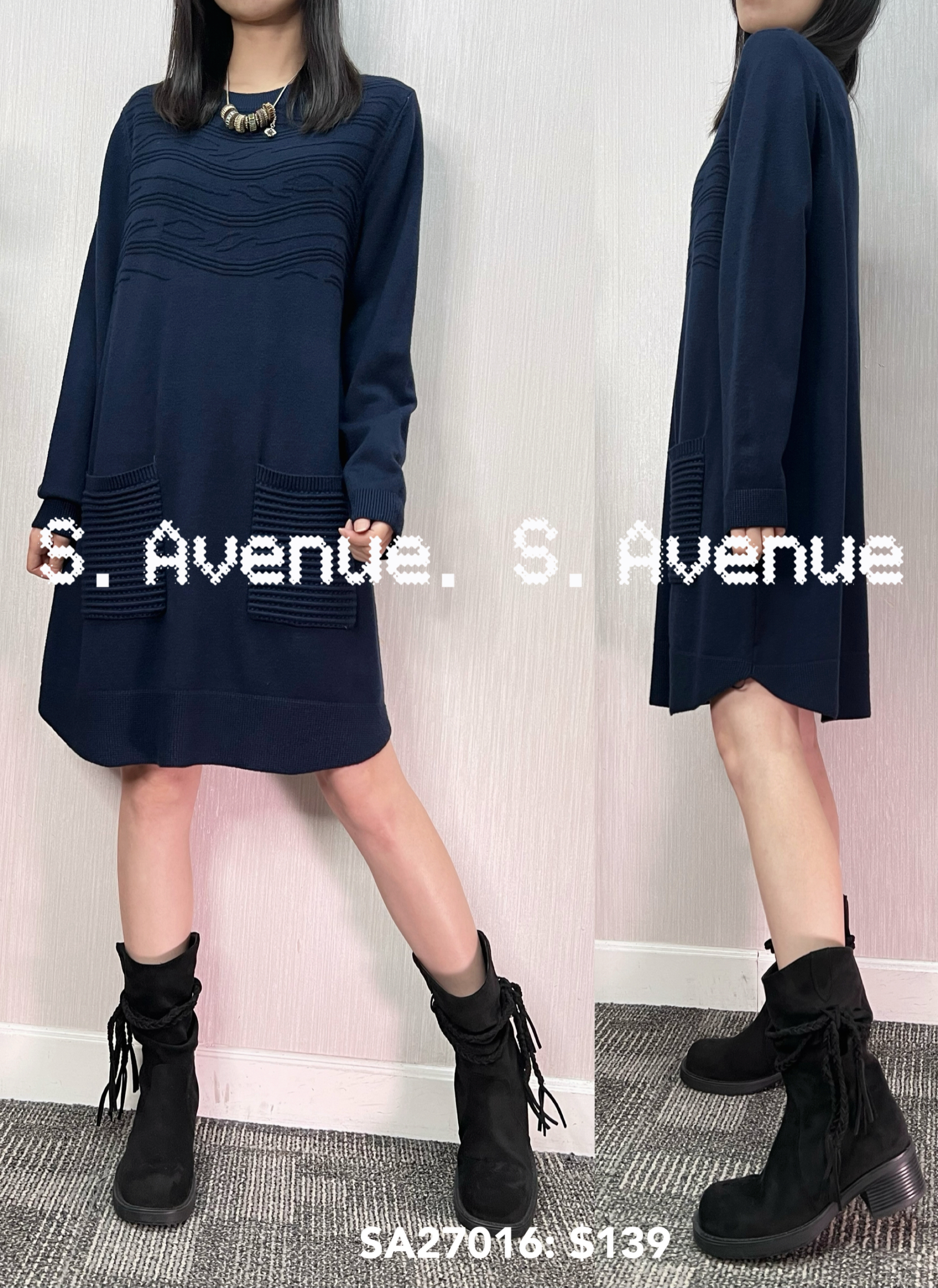 SA27016: 長袖領暗紋前兩袋軟冷op