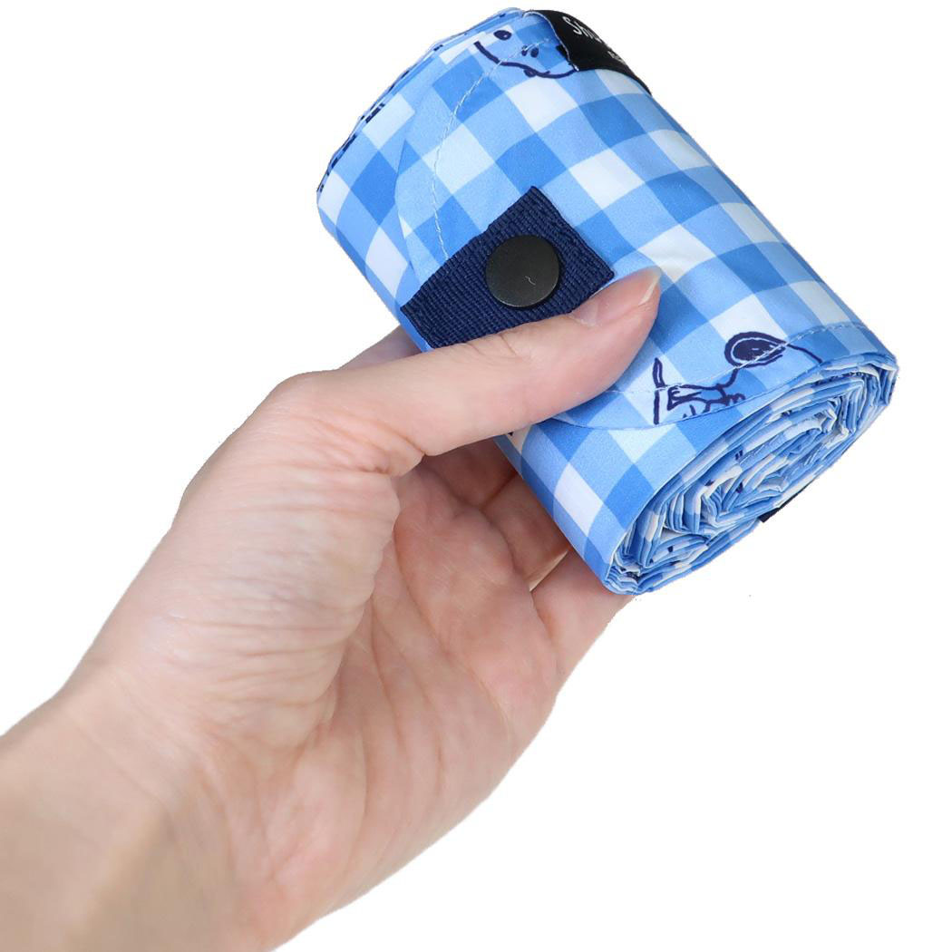 現貨｜Snoopy 日本 Shupatto Compact Bag 可摺 環保袋 M Size (藍色格仔圖案 SPZ-4366)