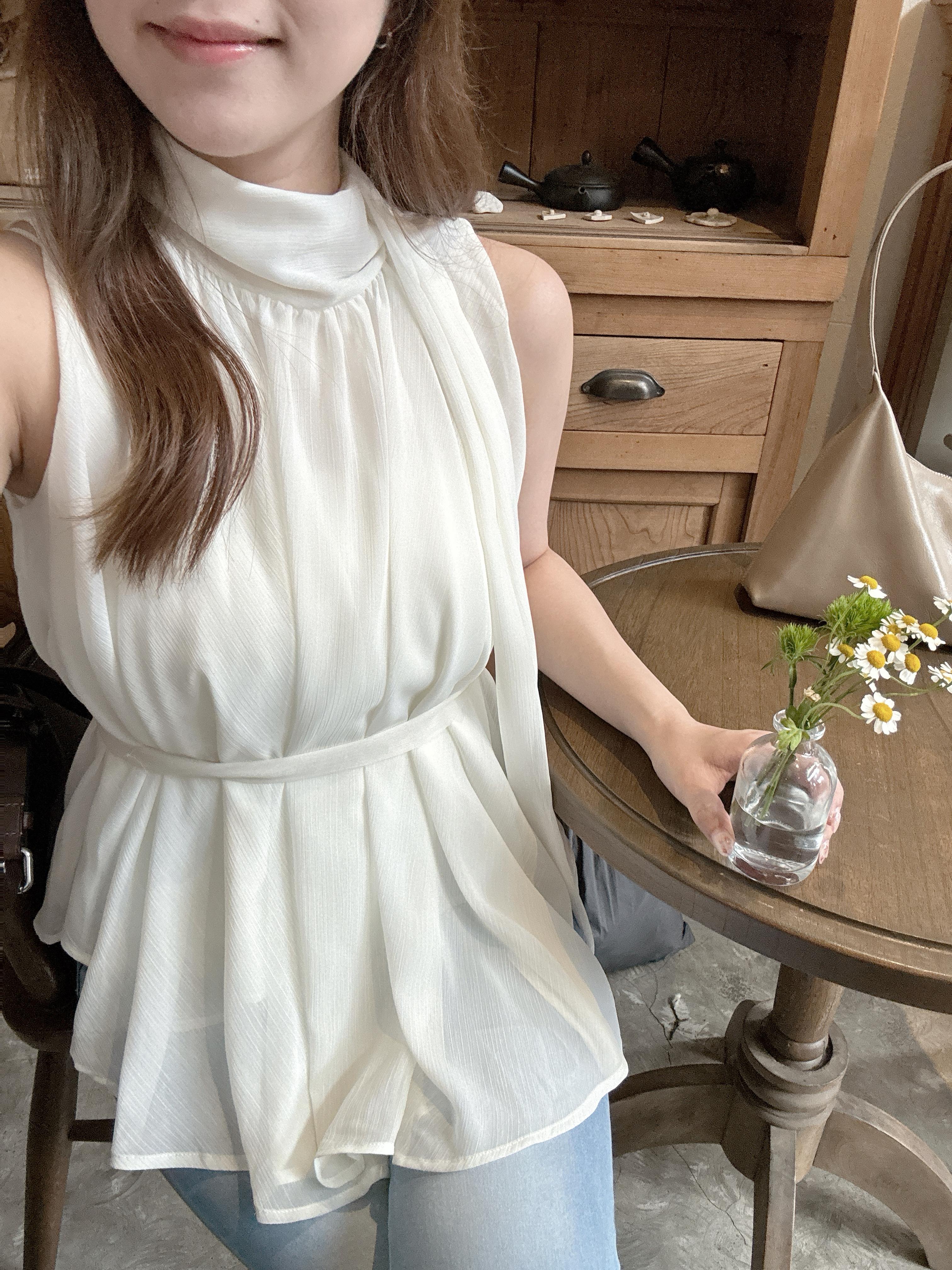 【韓感滿滿/賢智同款】仙集雪紡垂感上衣