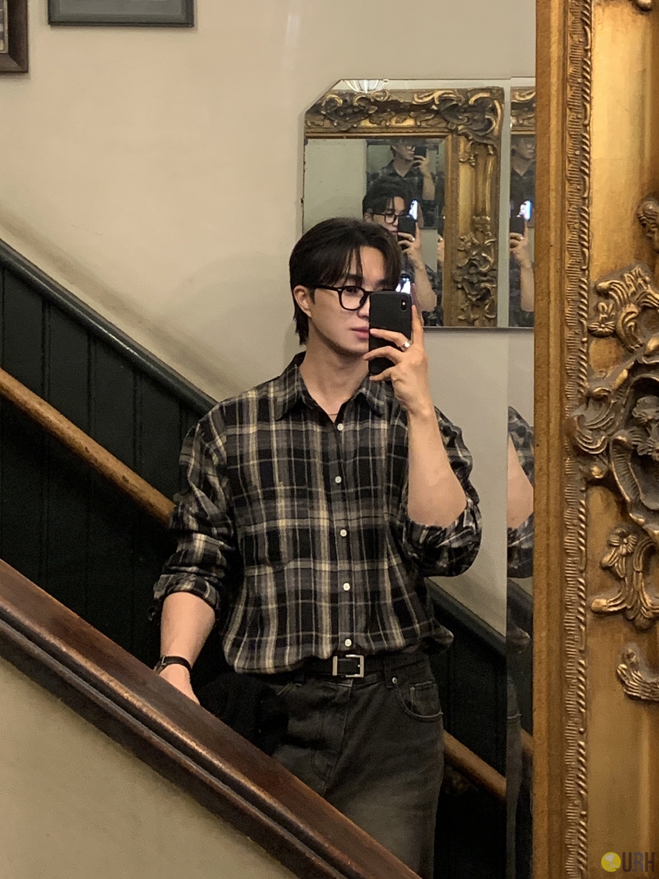 【100%保證韓國直送】日常寬鬆版型質感格紋長袖恤衫 Daily Oversized Fit Check Shirt RL114594