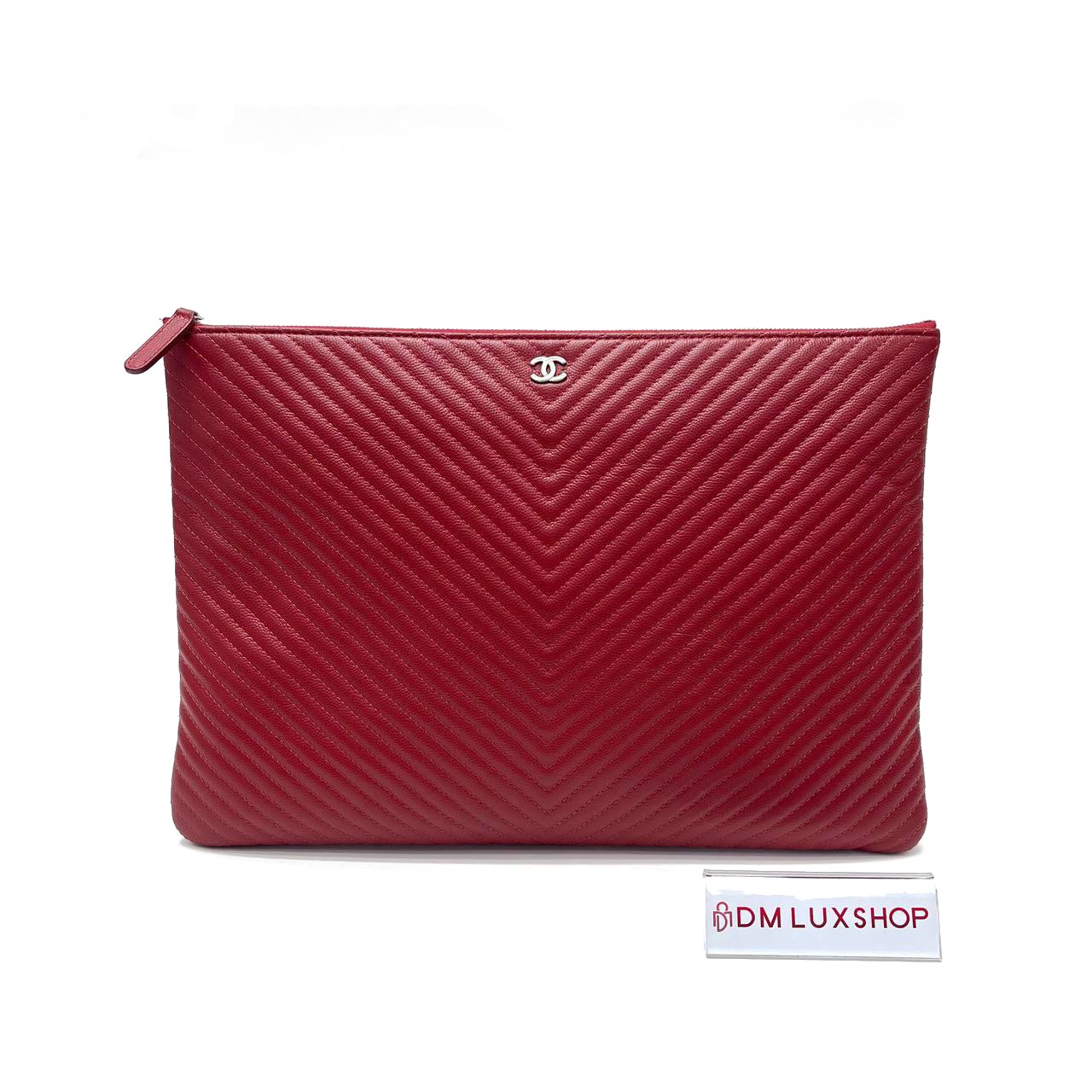 Chanel Red Caviar Chevron O Case (Serial 22, Y: 2016)