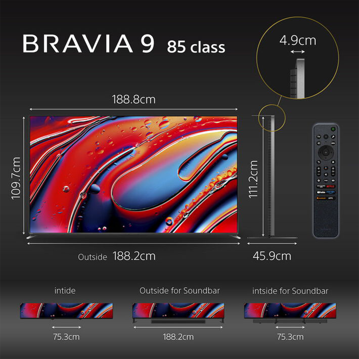 Sony 85" BRAVIA 9 Mini LED 4K Google TV (K-85XR90)