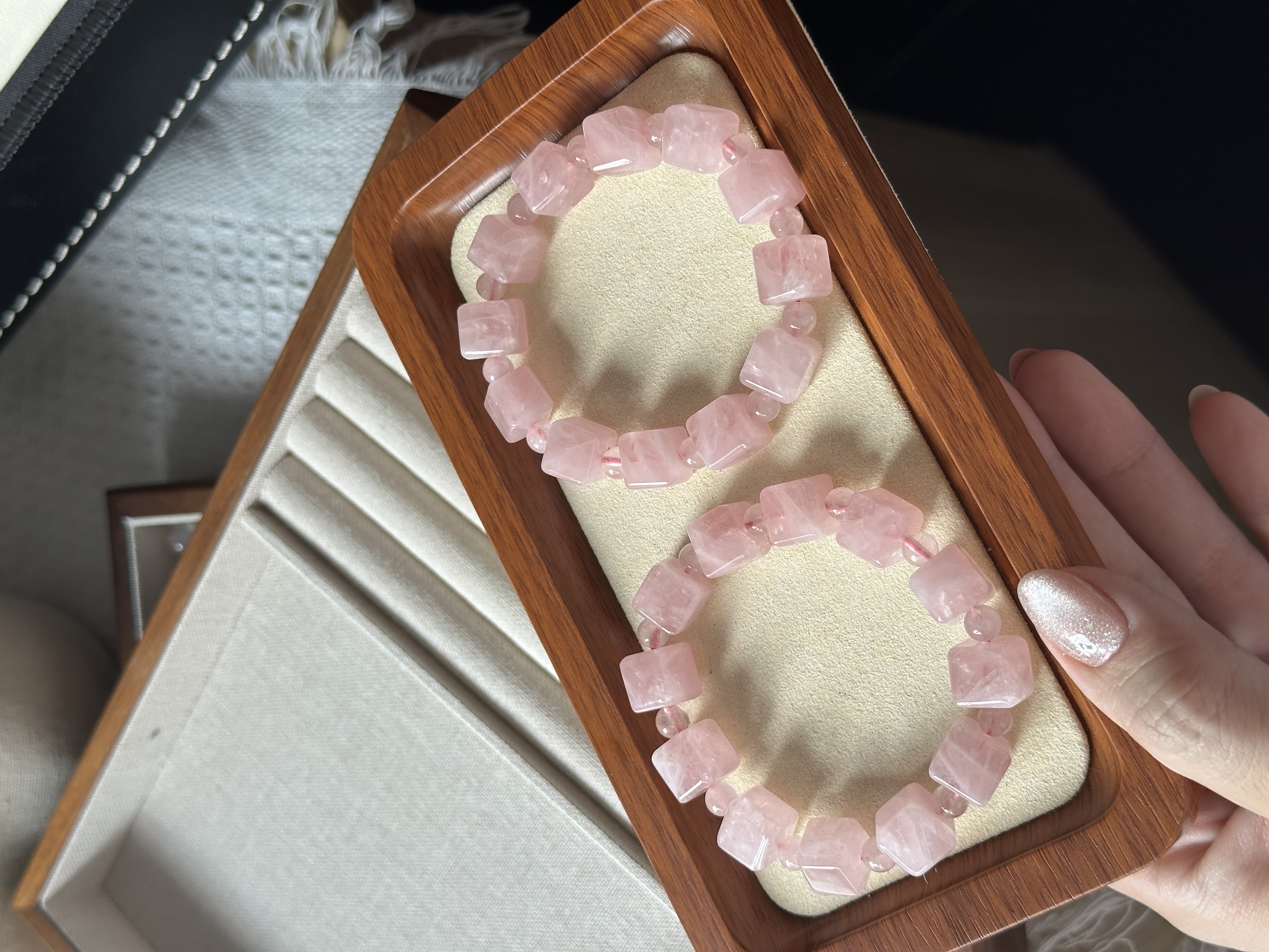 方糖粉水晶 ｜ Cube Rose Quartz 10-11mm+