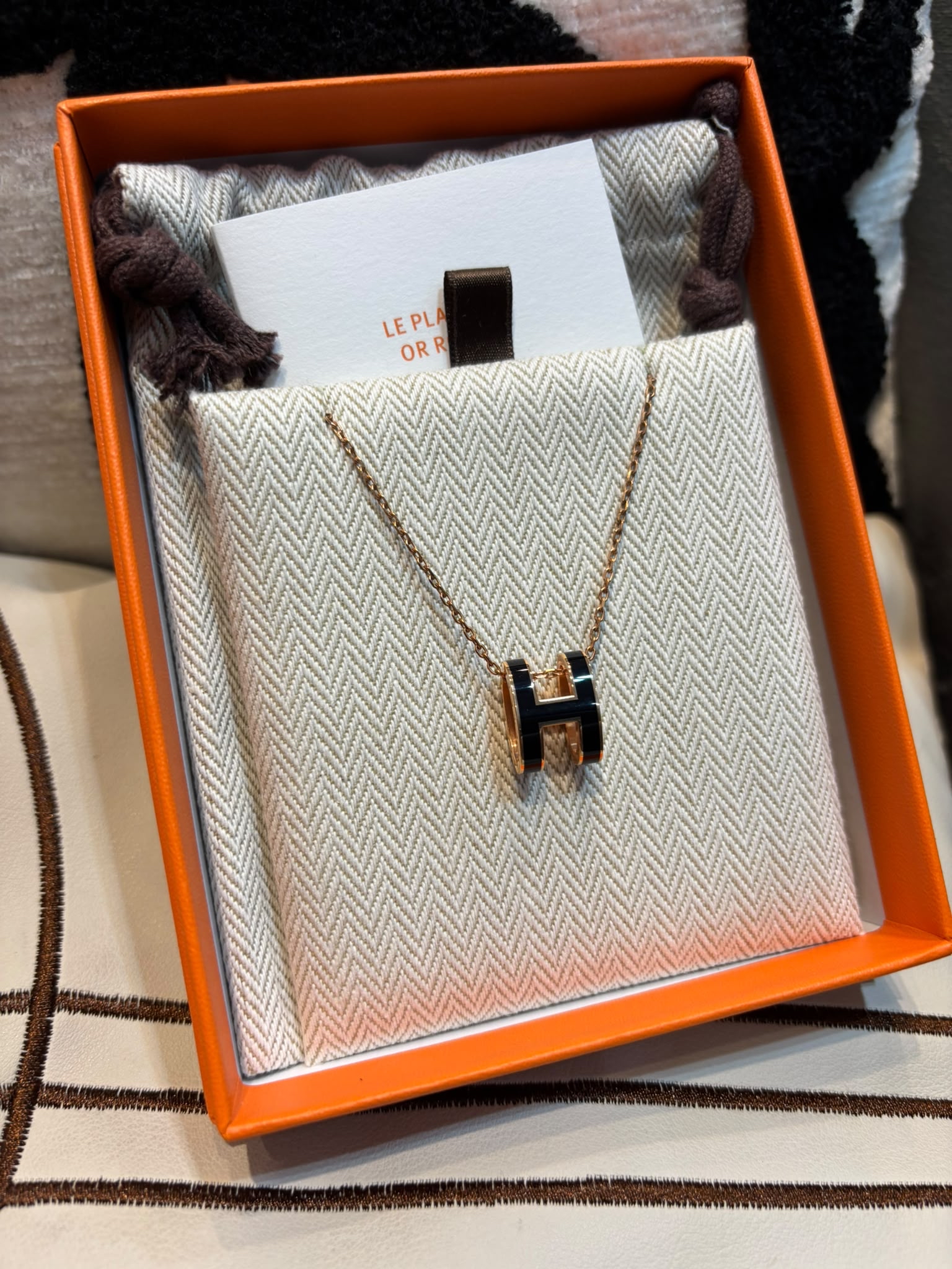 全新 Hermes pop H necklace 黑玫瑰金大POP H 100%Authentic, 100%New 全新  ✅dust bag ✅box
