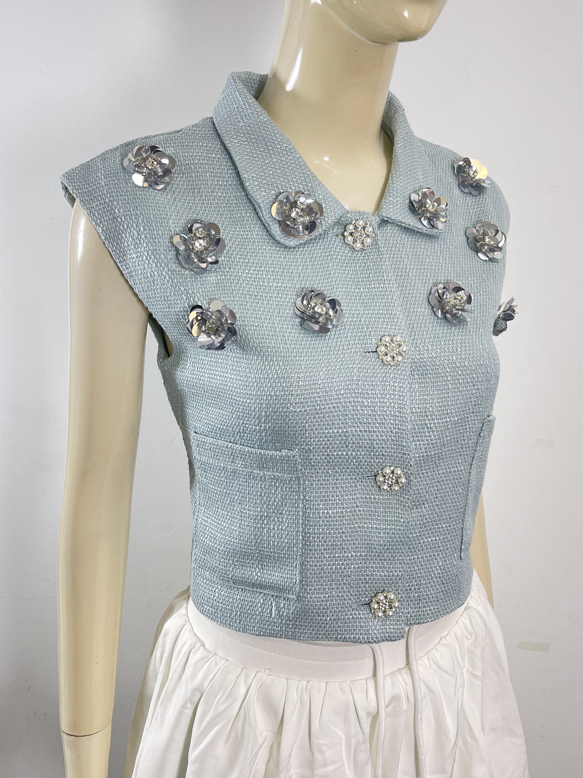 Pearl Bloom Tweed Top M98