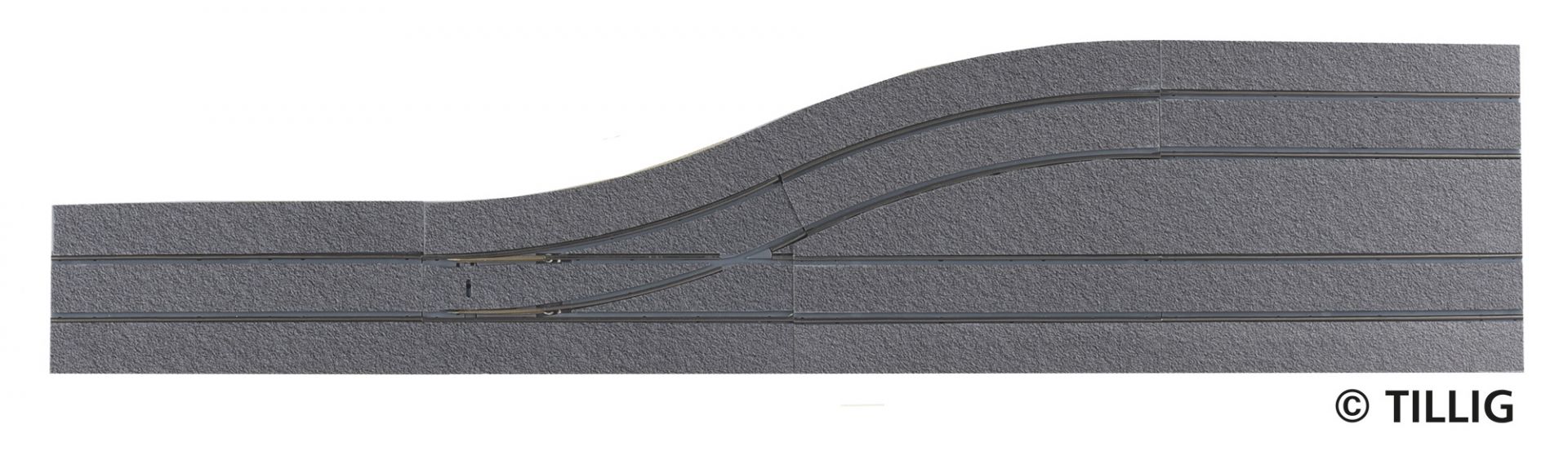Tillig LUNA HO 直彎道交汇軌 1:87 Junction bitumen/concrete 馬路路軌•城市輕軌•電車路軌