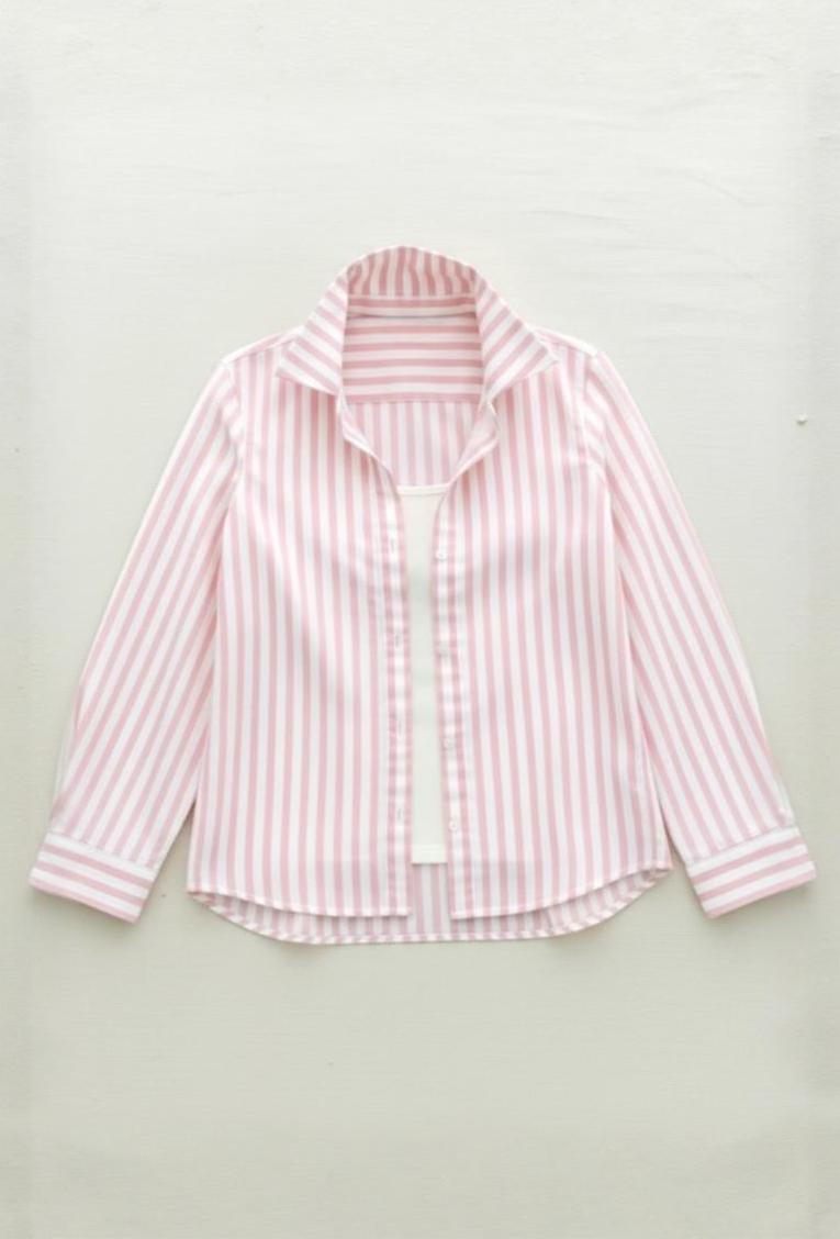 Pastel Vertical Stripe Button Up