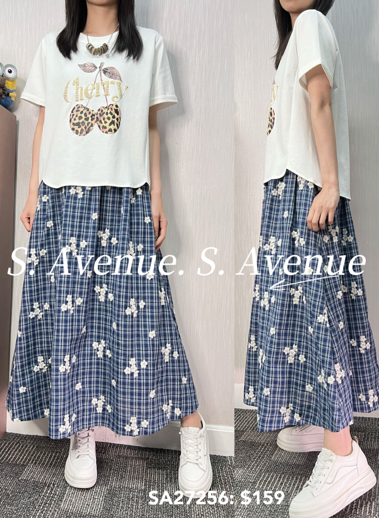SA27256: 短袖不規則腳車厘子tee