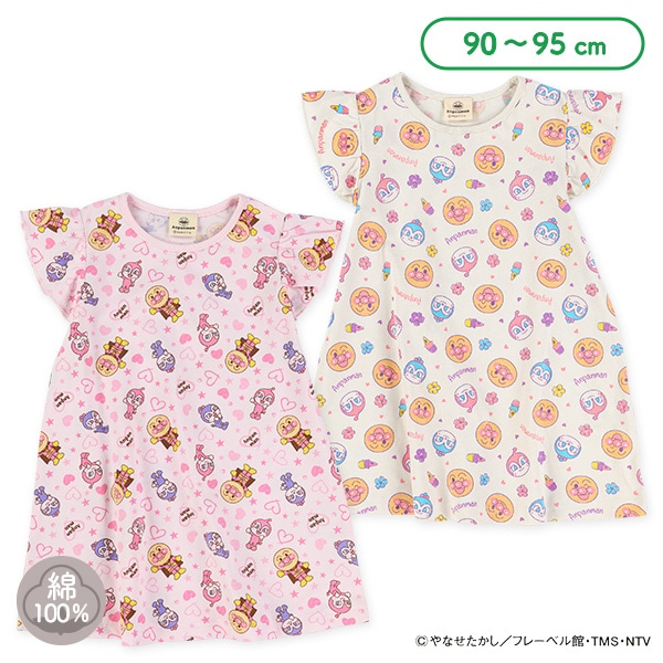 🇯🇵預訂 日本直送🇯🇵兩色麵包超人人物滿印無袖荷葉邊純棉連身裙