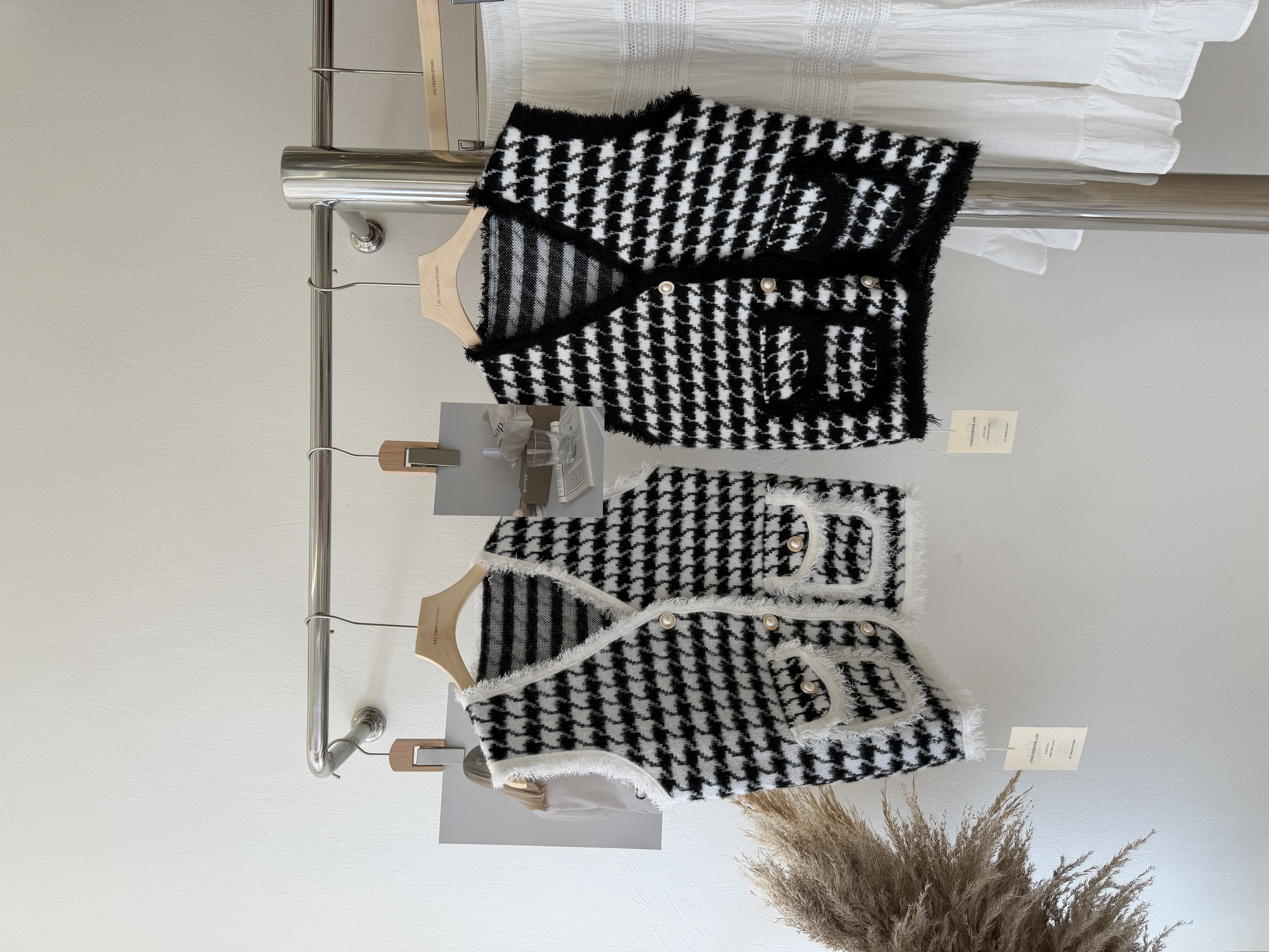 6612 小香风千鸟格马甲背心