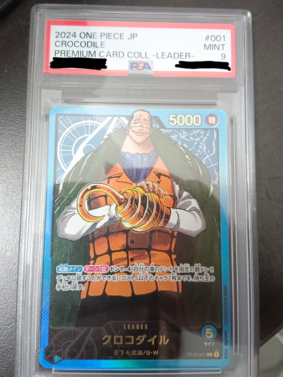 One Piece TCG Card Game ST03-001 (L) Crocodile (AA) (PSA 9)
