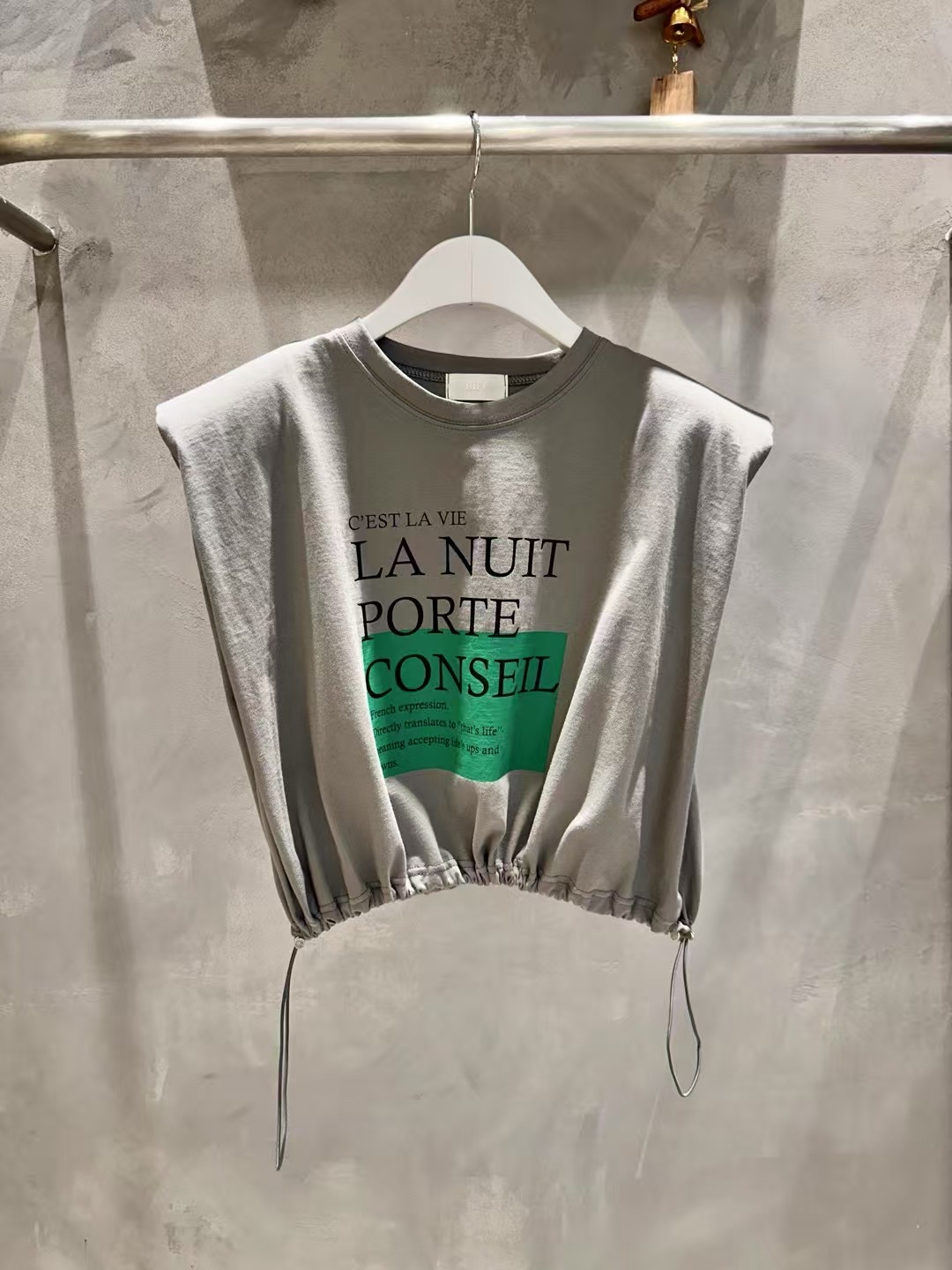 🇰🇷K5582 cotton印綠方格索腳top