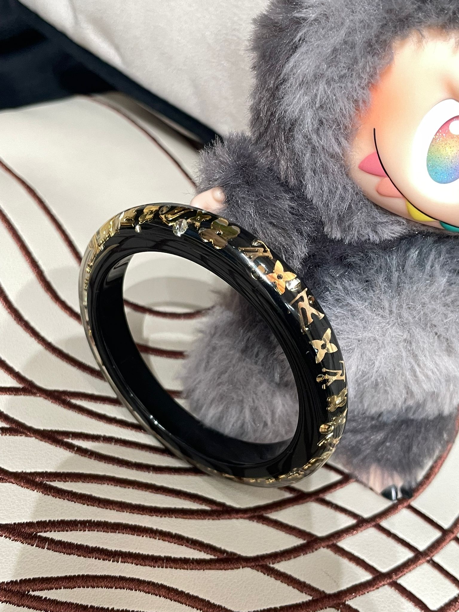 LV PVC Inclusion Bangle / Branelet Black PVC 100%Authentic, 95%New