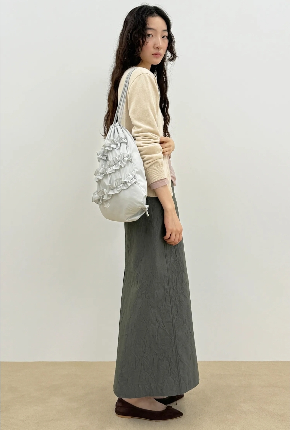 SINOON Ruffle String Bag