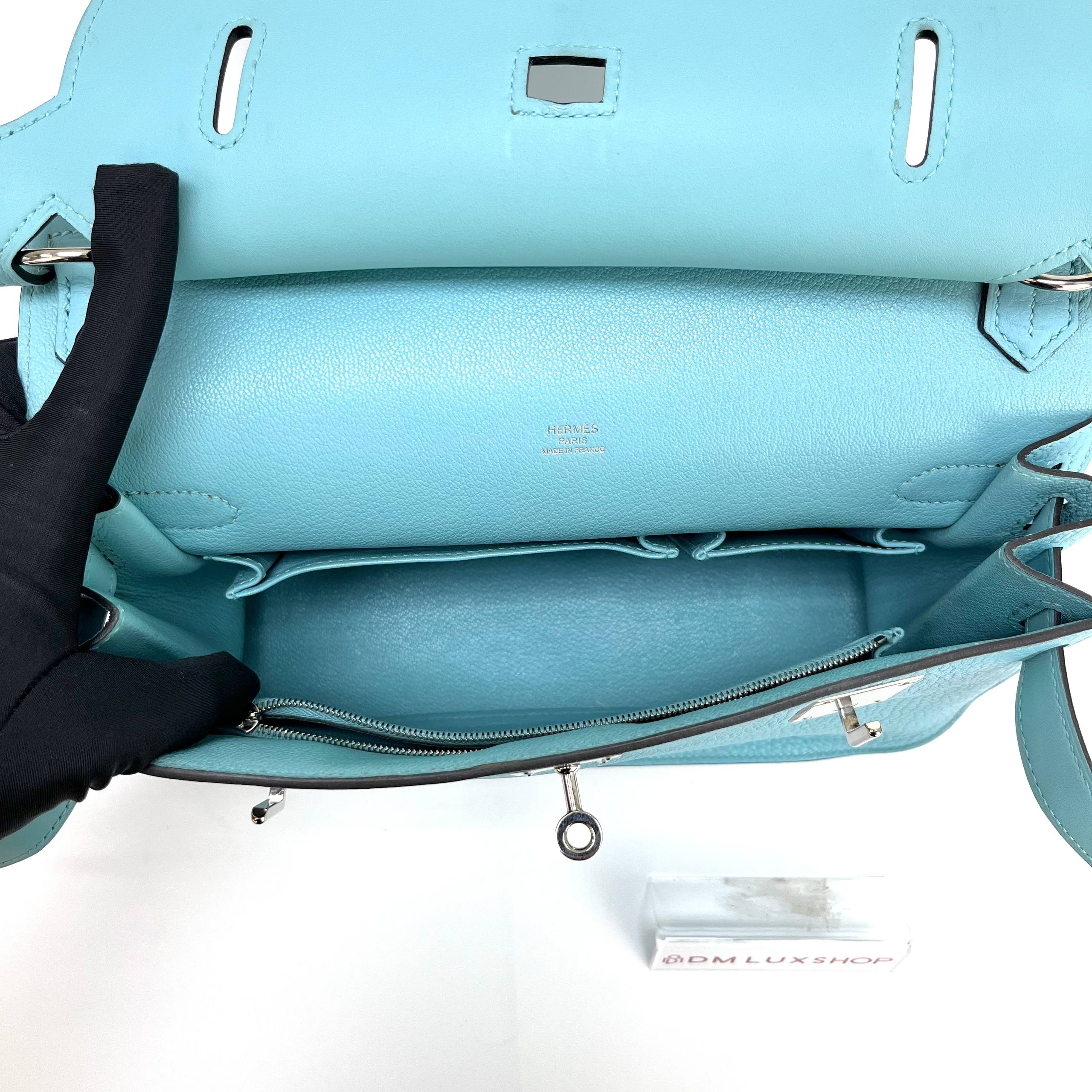 Hermes Jypsiere Bleu Atoll 28 Shoulder Bag PHW (Stamp Square T, Y: 2015) 