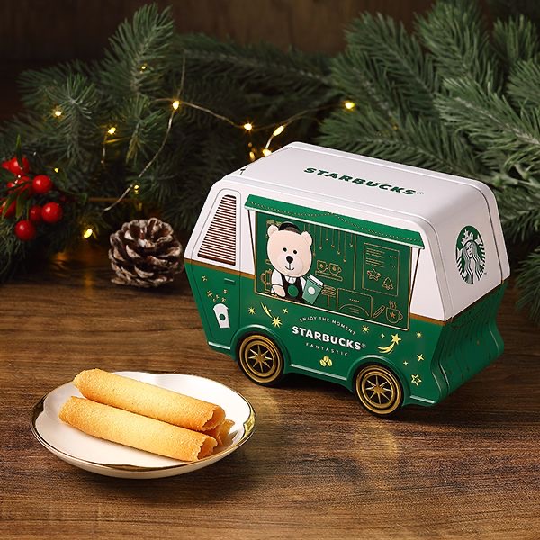 台灣星巴克歐式雪茄捲咖啡車造型盒