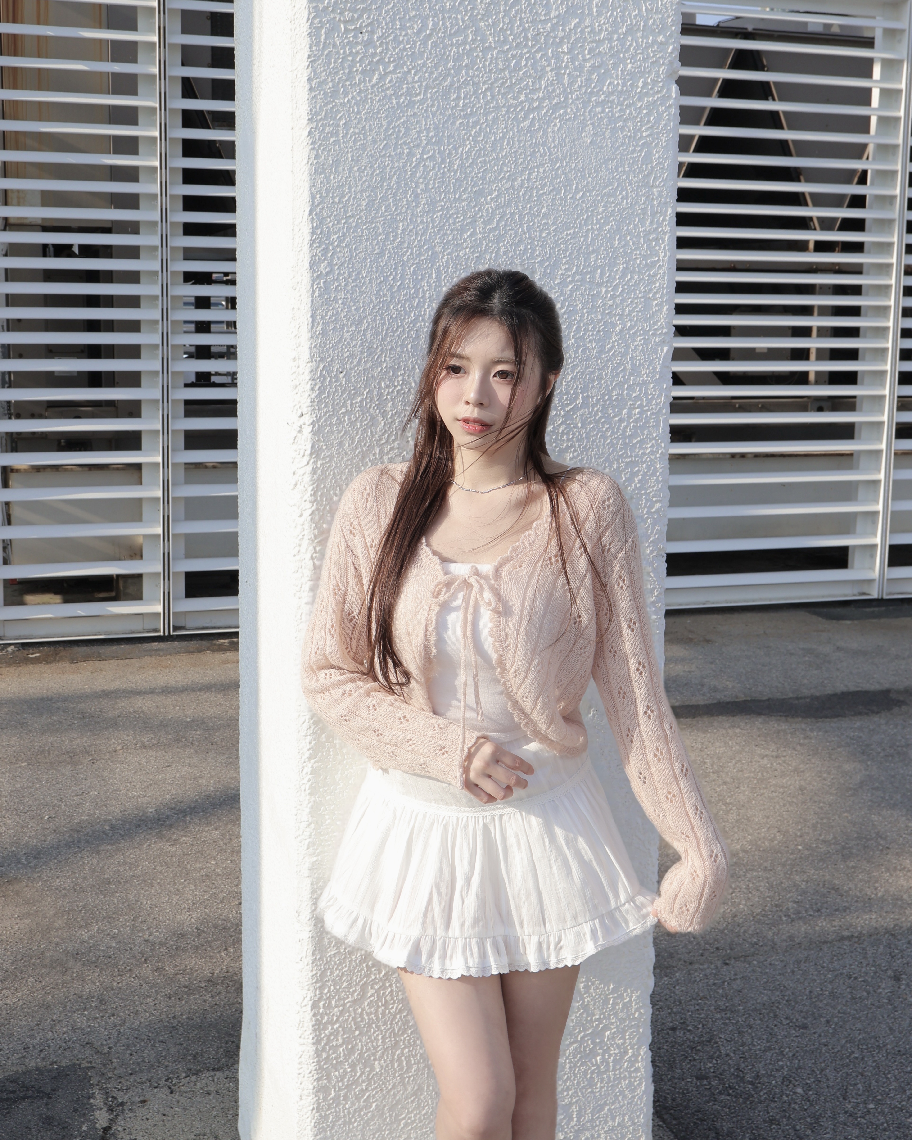 【 🌷一見鍾情の春天色調！精緻小通花鏤空綁帶外套🌸💗 】Candy Ball Mohair Cardogan Top(五色入)
