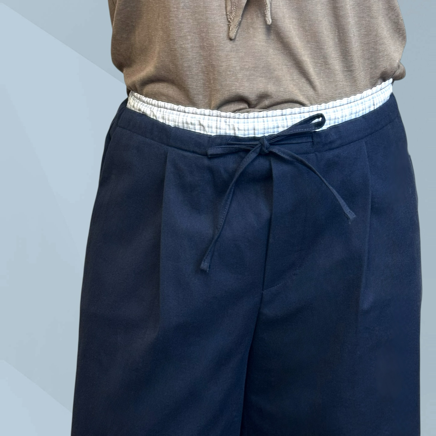 221137 格仔橡筋闊褲