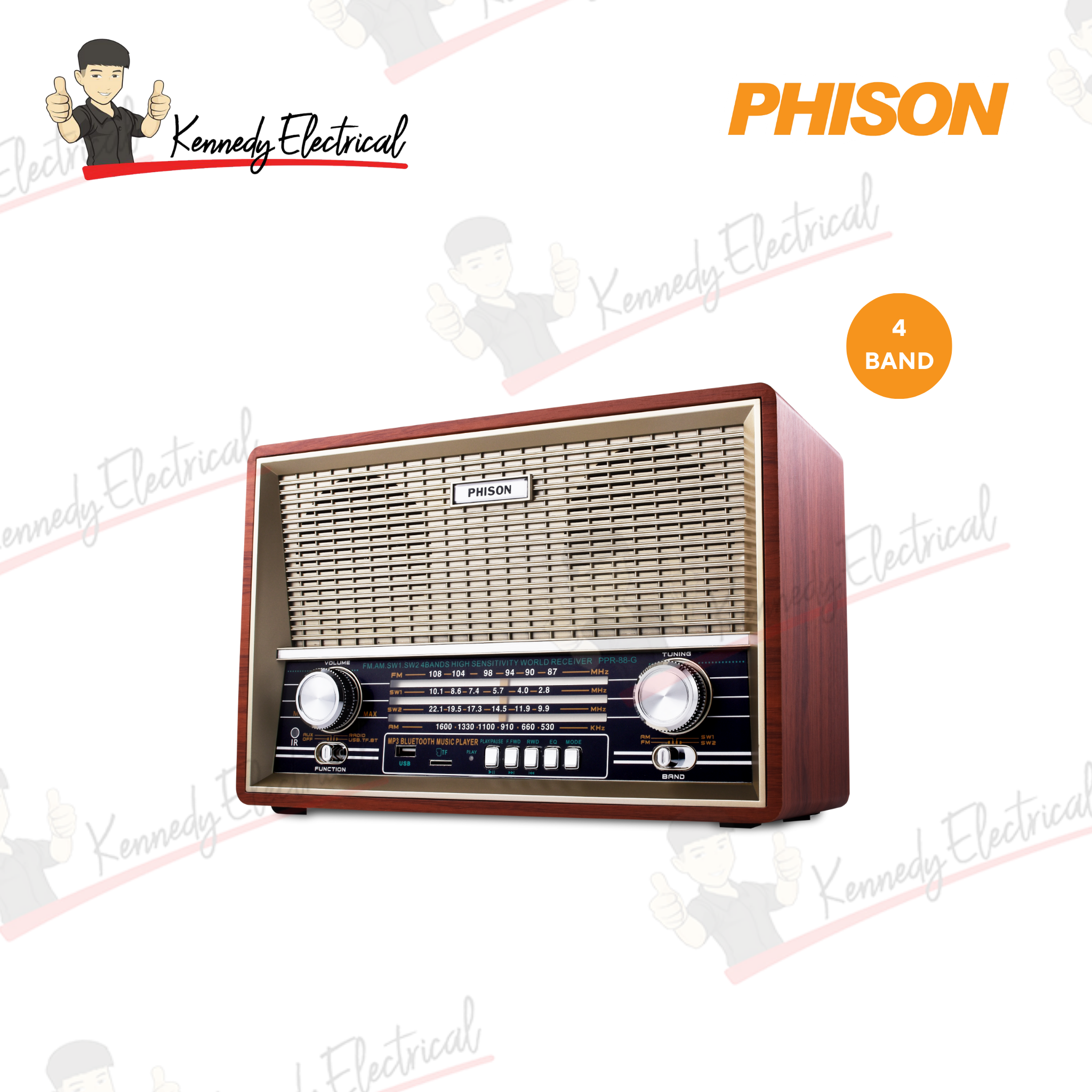 Phison 4 Band Portable Radio With Bluetooth PPR-88-G
