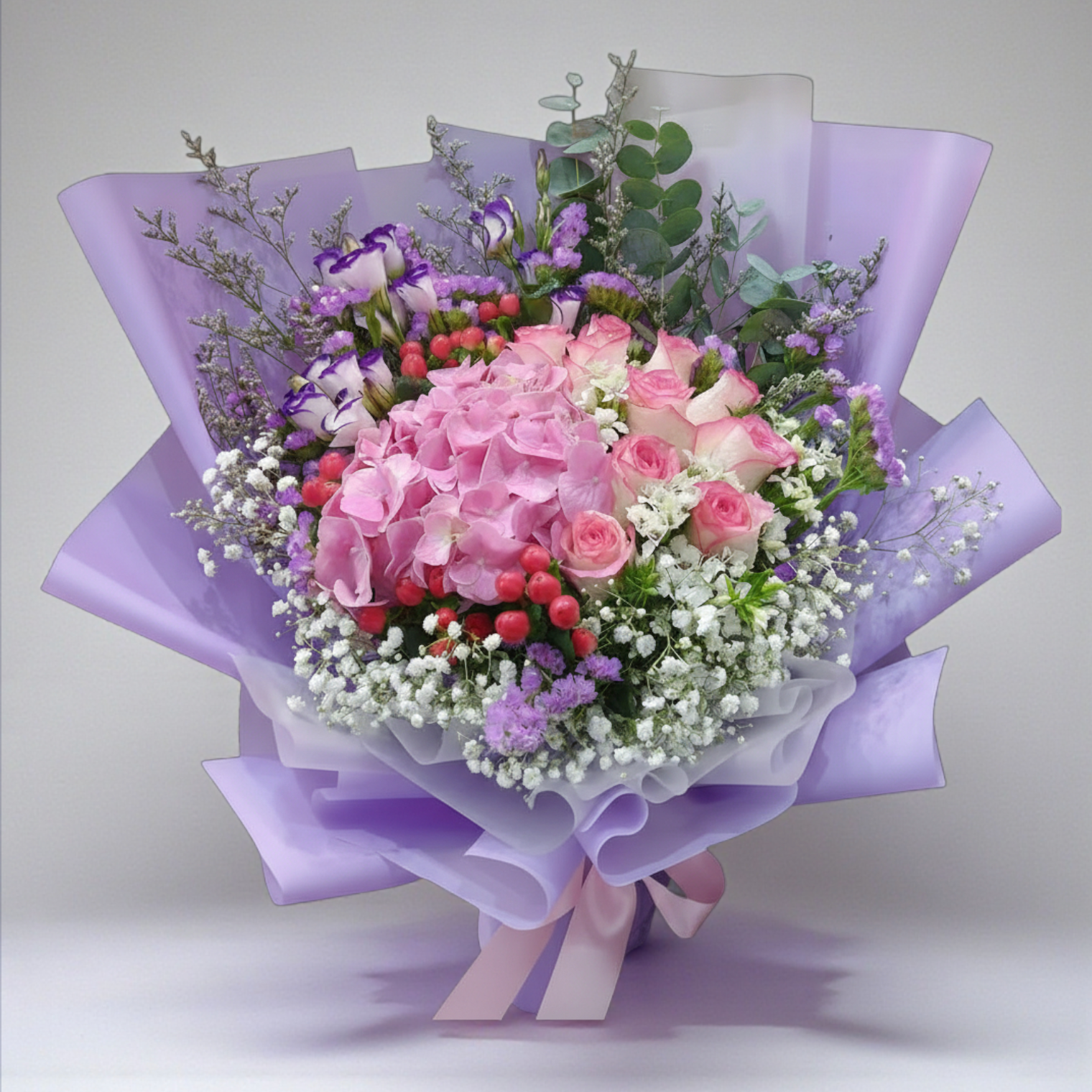  👉🏻鮮👈🏻Full of LOVE系列｜粉紅繡球丨淡草莓奶油玫瑰9支丨生日花束丨媽咪花束丨母親節花束丨annual dinner花束丨活動花束